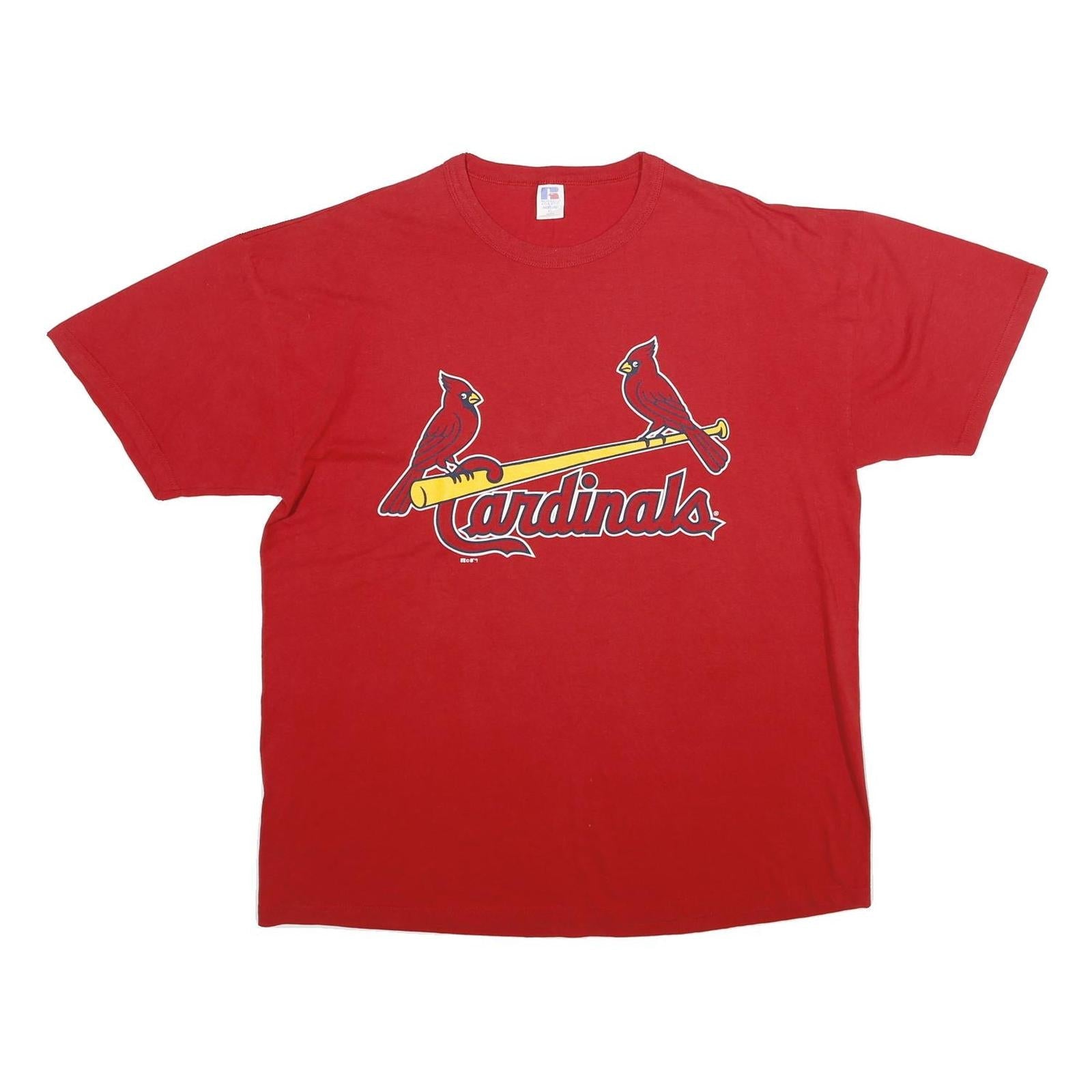 RUSSELL ATHLETIC Mens Red Cardinals Graphic T-Shirt XL Short Sleeve Crew Neck Refurbished - N/A refurbished available on Cerqular
