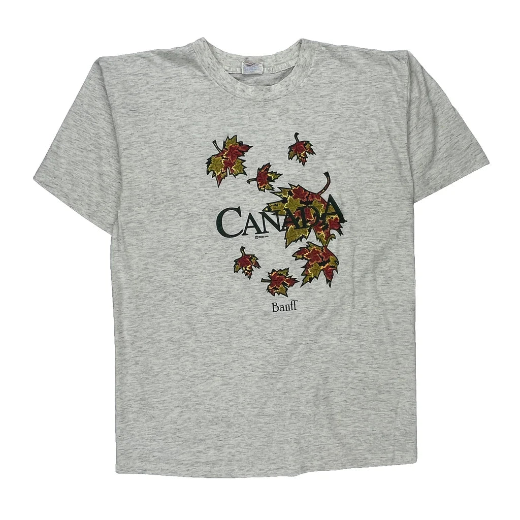 Canada Single Stitch T-Shirt - XL Grey Cotton Refurbished - Thrifted (note: this is a term often used to describe second- refurbished available on Cerqular