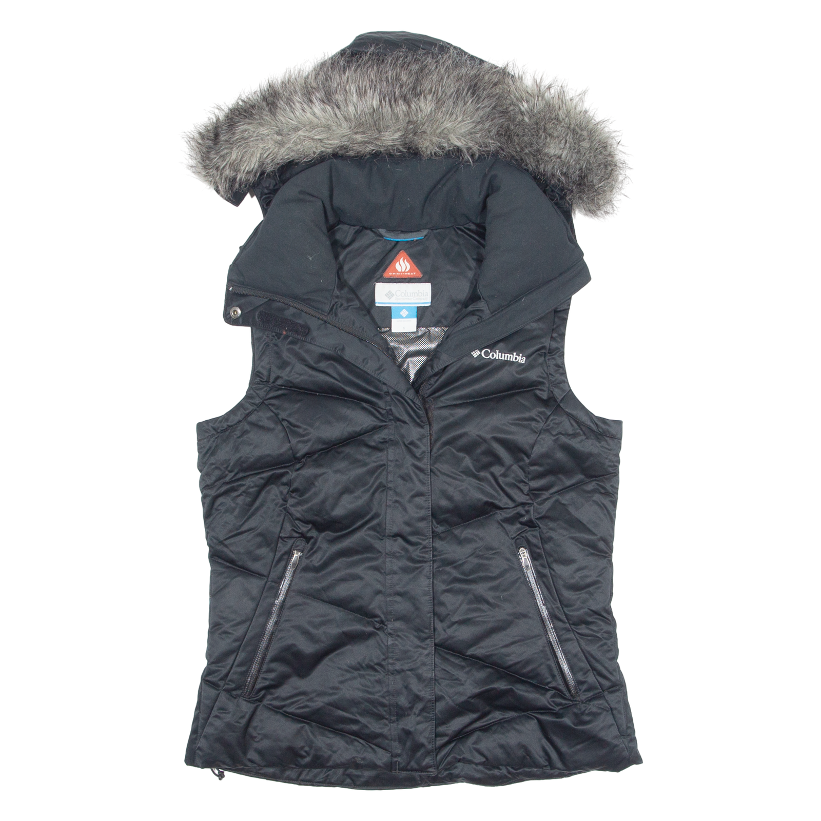 COLUMBIA Down Insulated Womens Puffer Gilet Black Hooded S Refurbished - N/A refurbished available on Cerqular