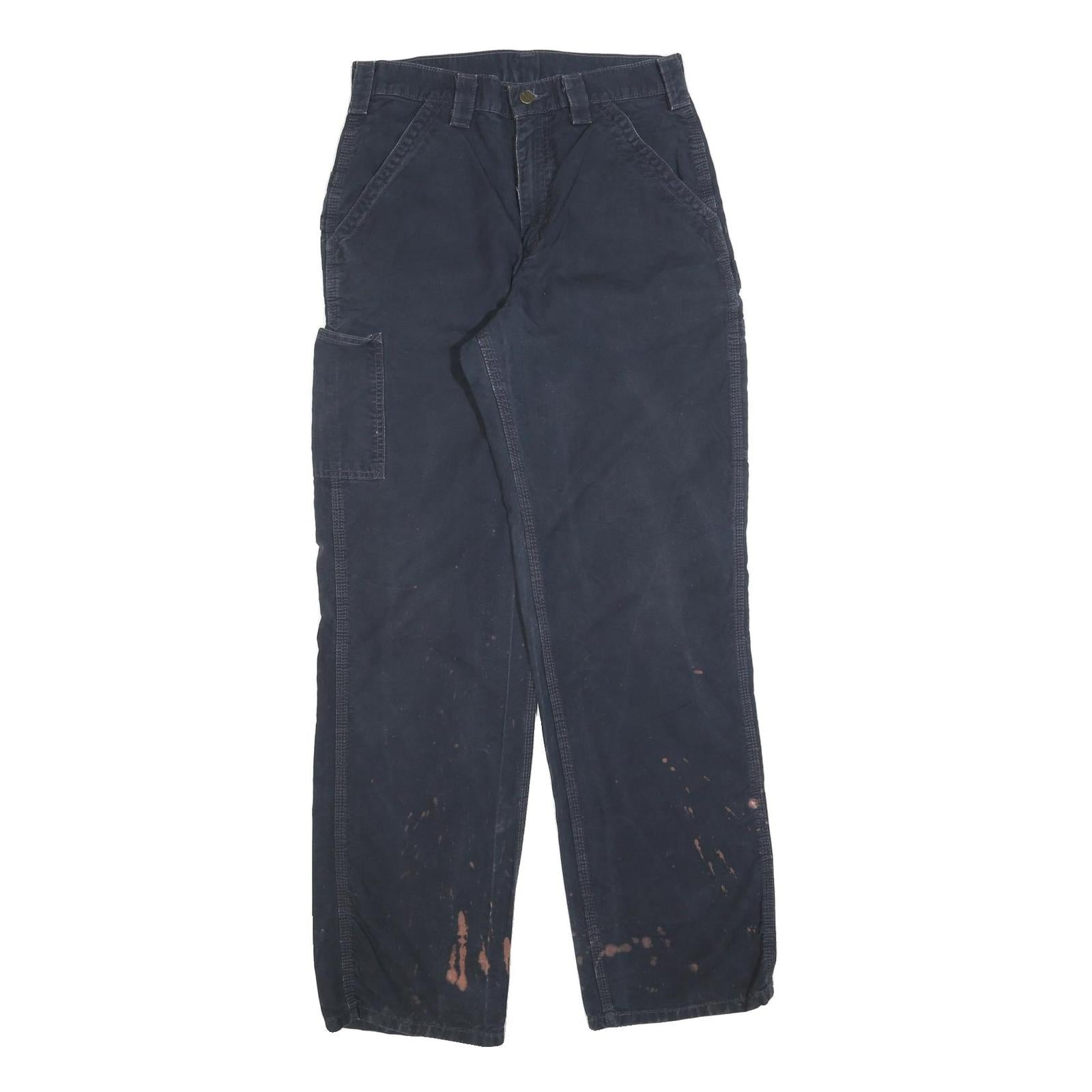 CARHARTT Mens Cotton Blend Navy Relaxed Fit Straight Trousers W31 L34 Workwear Refurbished - N/A refurbished available on Cerqular