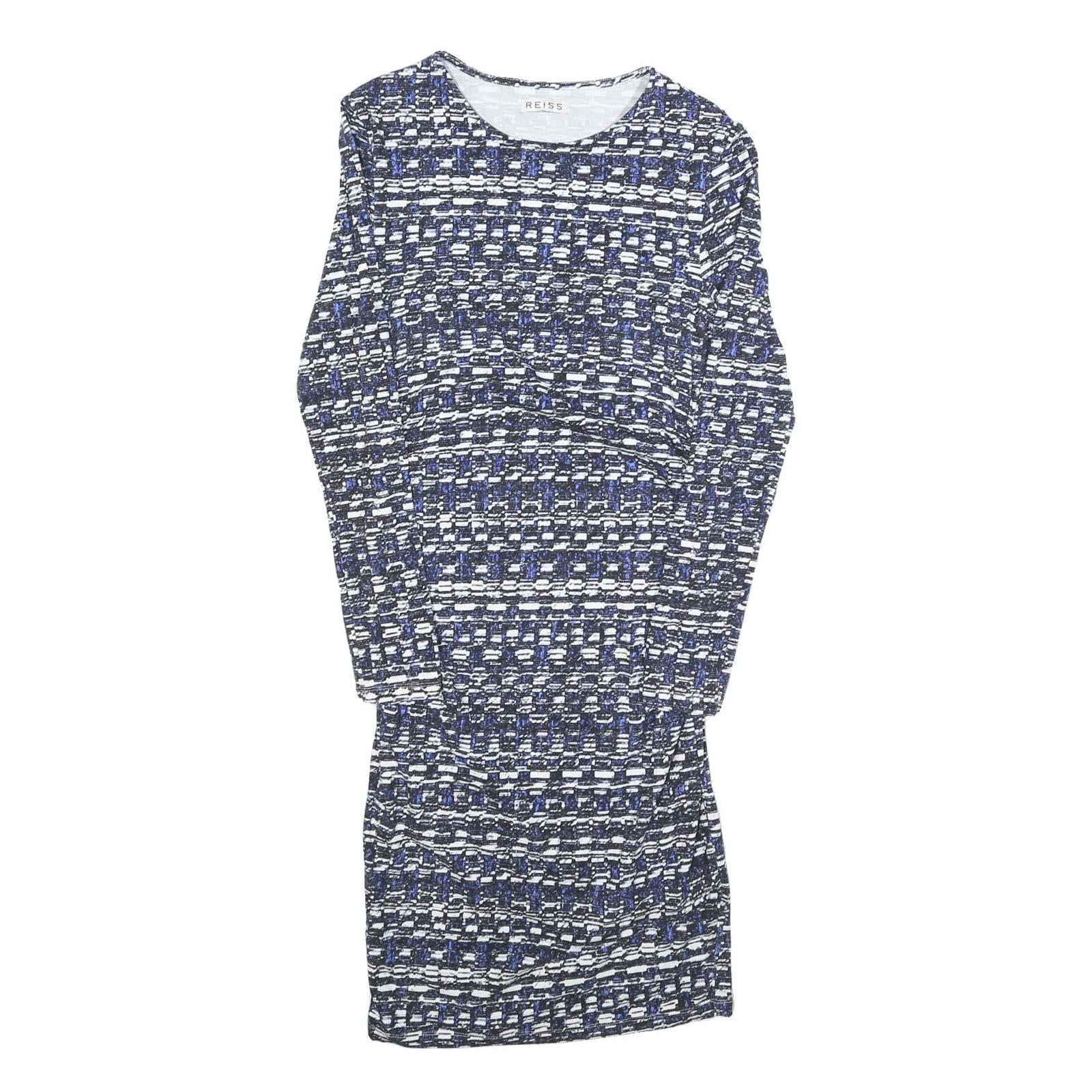 REISS Womens Blue Black & White Day Jersey Striped Long Sleeve Knee Length S Refurbished - N/A refurbished available on Cerqular