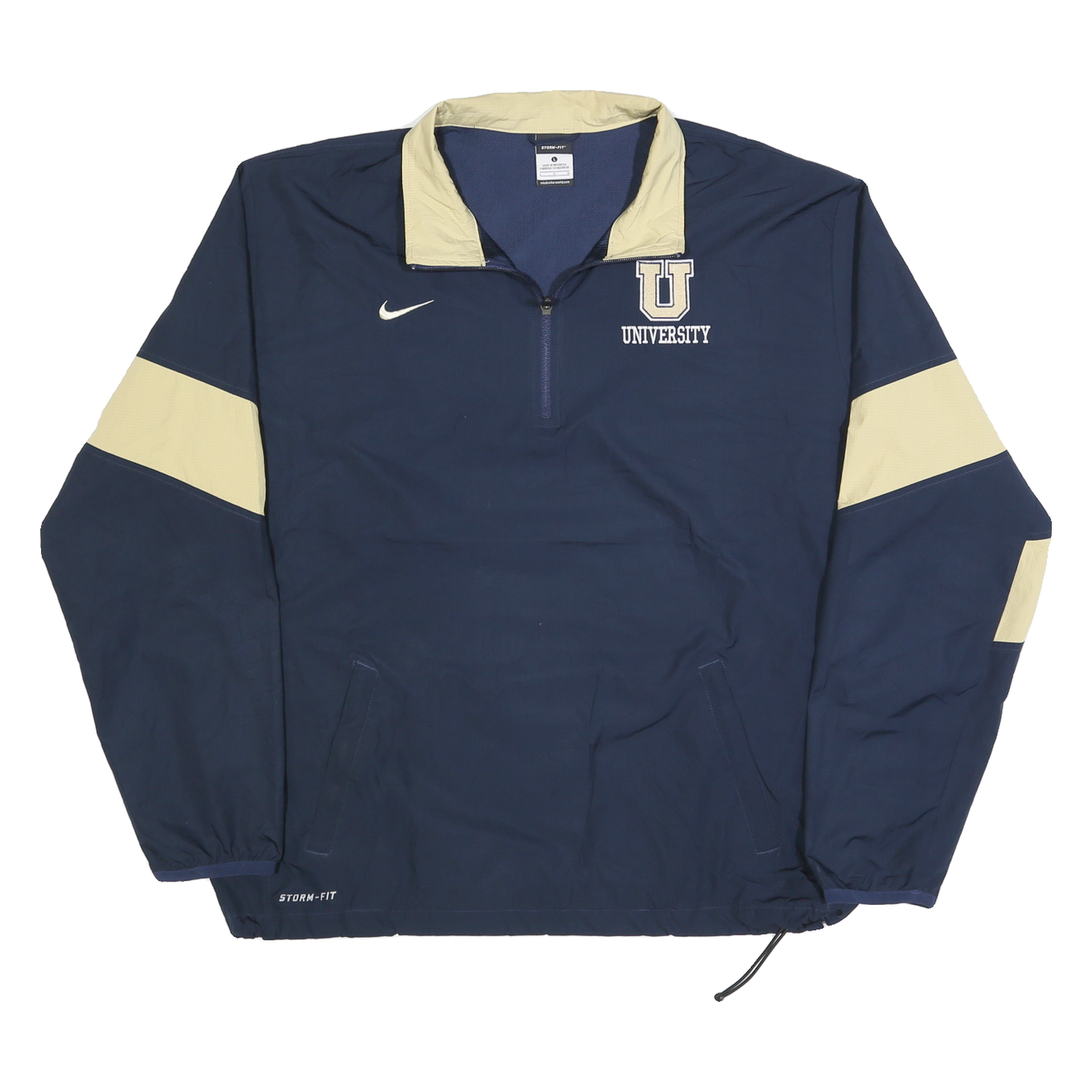 Buy NIKE Mens Navy & Beige University Track Jacket L Polyester Storm-Fit Zip Refurbished - $49.39 NIKE Mens Navy & Beige University Track Jacket L Polyester Storm-Fit Zip Refurbished - N/A refurbished available on Cerqular