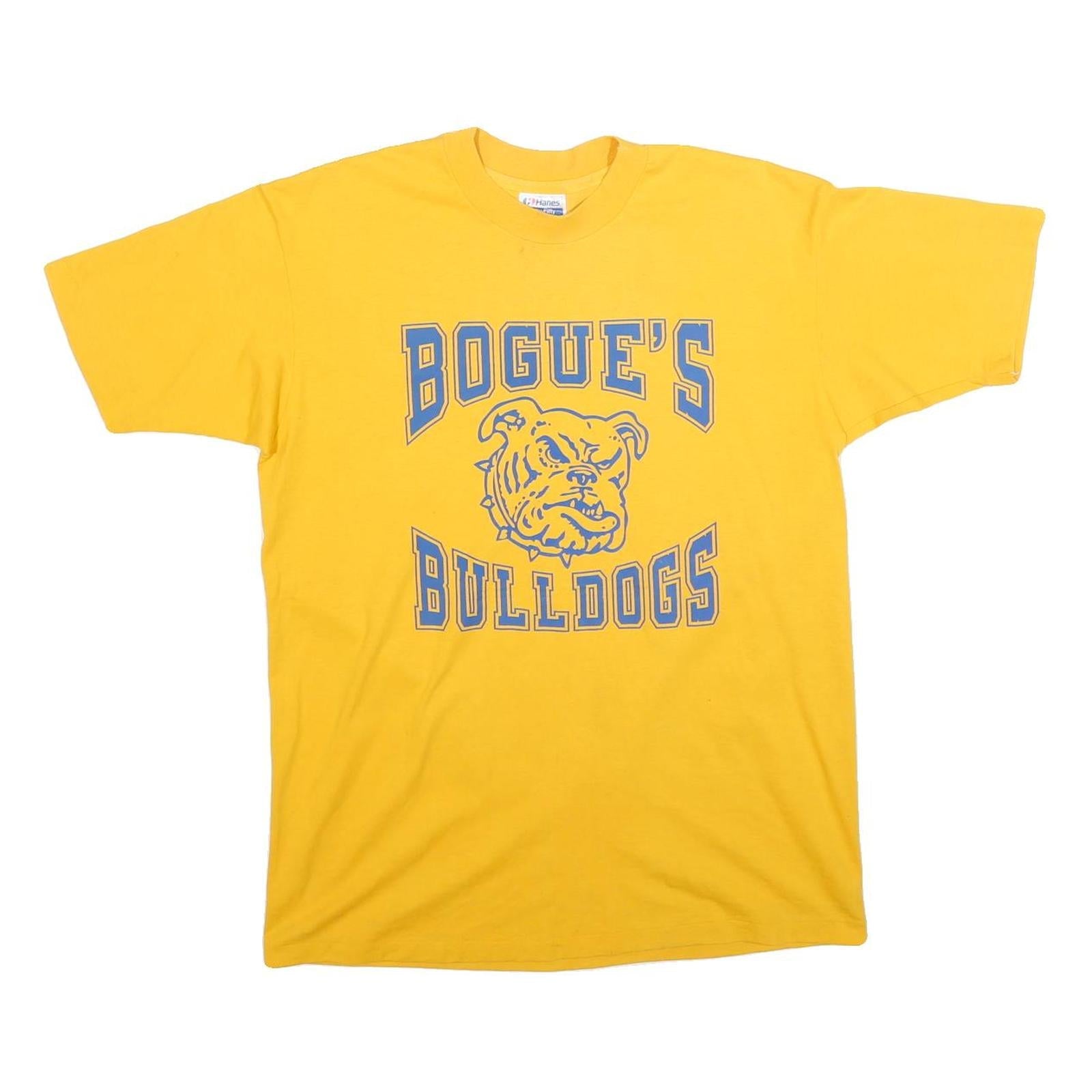 HANES Mens Yellow Bogue's Bulldogs Graphic T-Shirt L Short Sleeve Crew Neck Refurbished - N/A refurbished available on Cerqular