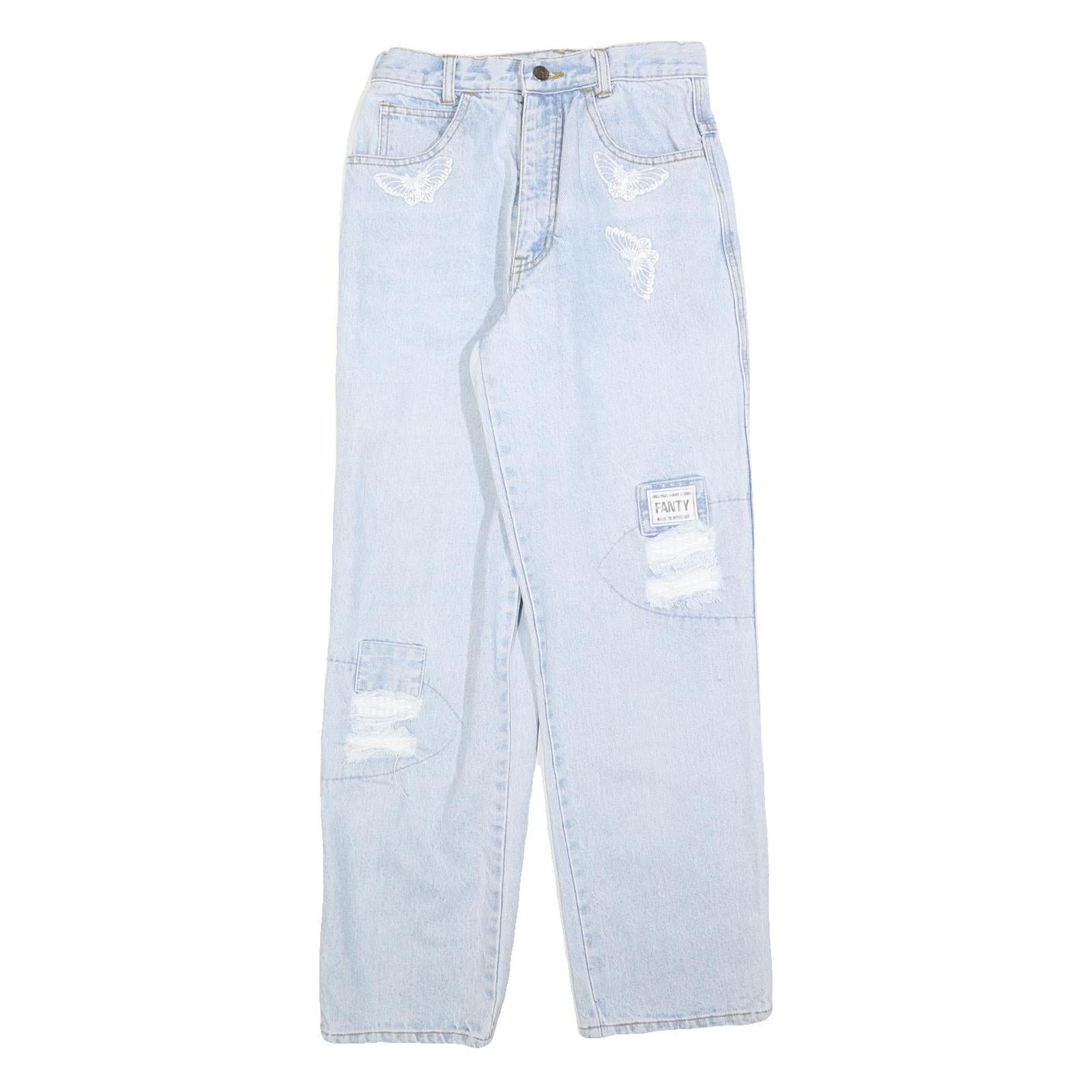 FANTY Womens Jeans Light Blue Regular Straight Denim Stone Wash W26 L28 Refurbished - N/A refurbished available on Cerqular