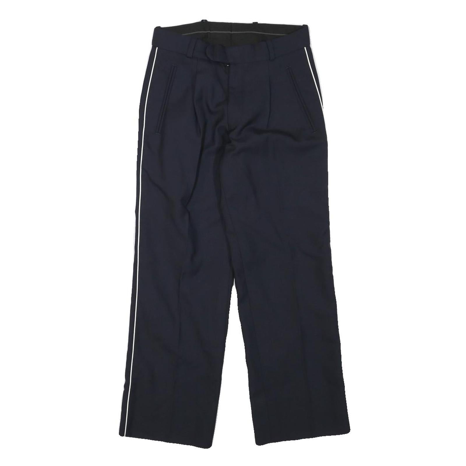 Mens Wool Blend Navy Trousers Regular Fit Straight Leg W25 L25 Zip Closure Refurbished - N/A refurbished available on Cerqular