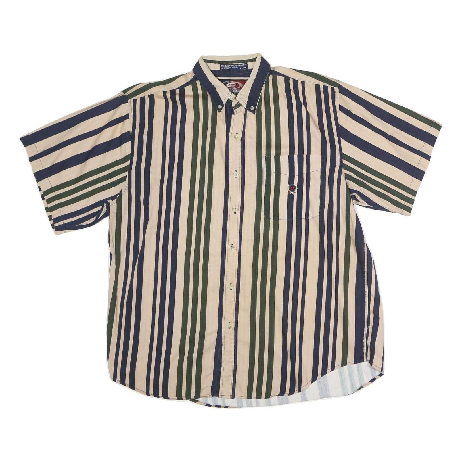 COLISEUM Mens Beige & Blue Stripe Shirt XL Button Down Pocket Cotton Refurbished - N/A refurbished available on Cerqular