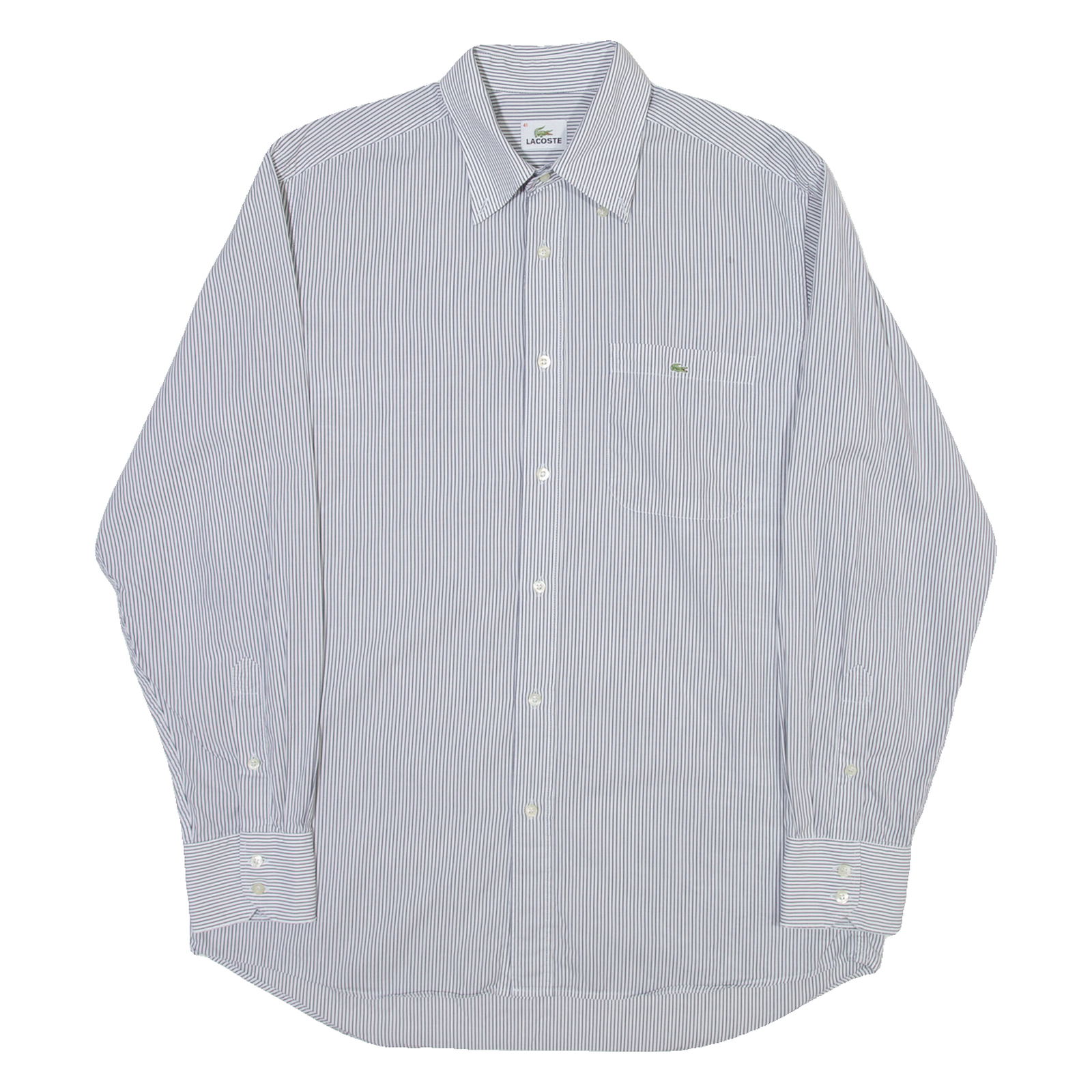 LACOSTE Mens Shirt White Pinstripe Long Sleeve L Refurbished - N/A refurbished available on Cerqular
