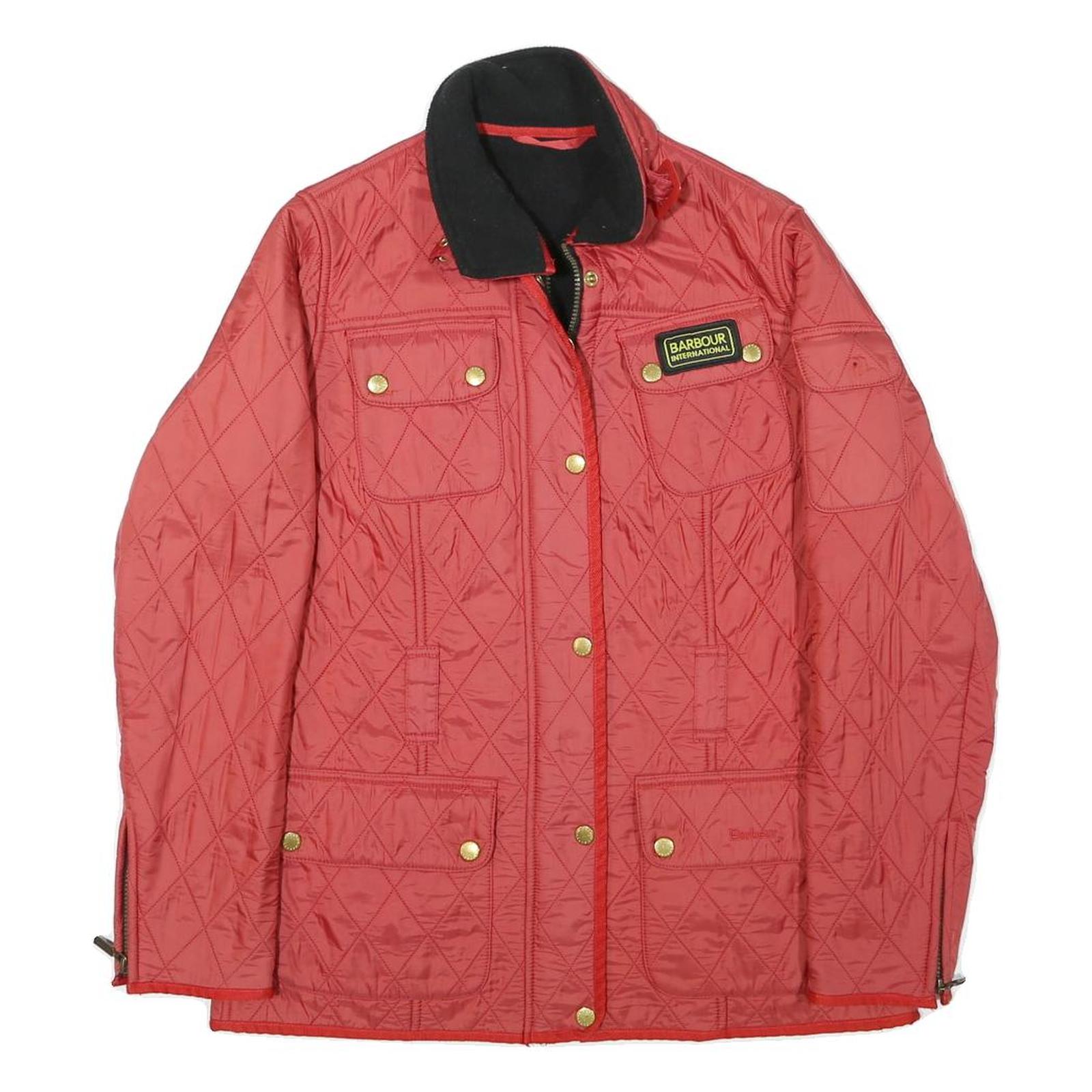 BARBOUR INTERNATIONAL Womens Red Quilted Jacket UK 12 Polyester Blend Zip Refurbished - N/A refurbished available on Cerqular