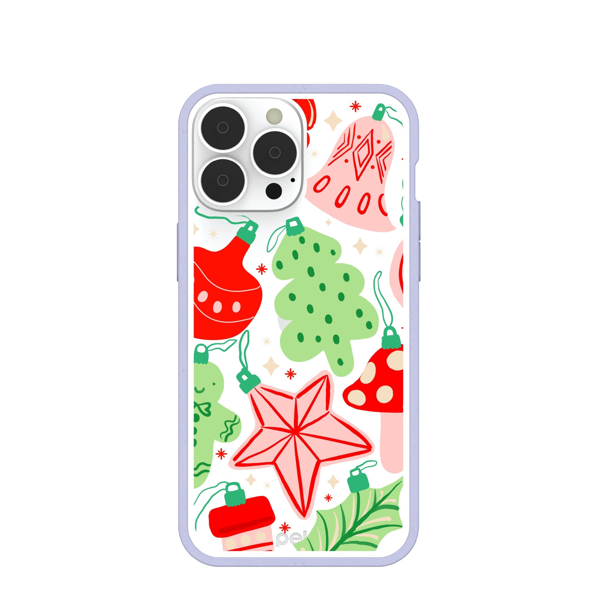 Clear Festive Flair iPhone 13 Pro Max Case With Lavender Ridge Refurbished - Pela Case refurbished available on Cerqular