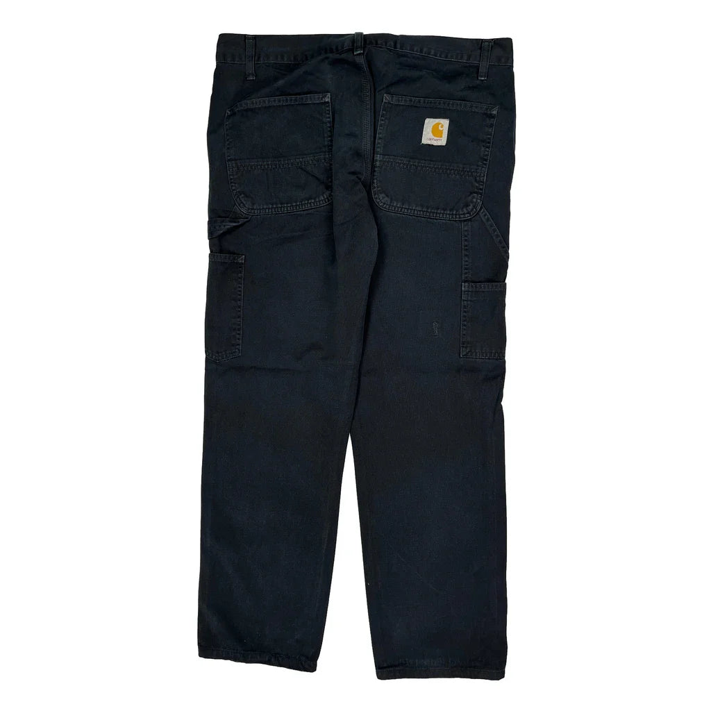 Carhartt Carpenter Trousers - 36W 32L Black Cotton Refurbished - Thrifted (note: this is a term often used to describe second- refurbished available on Cerqular