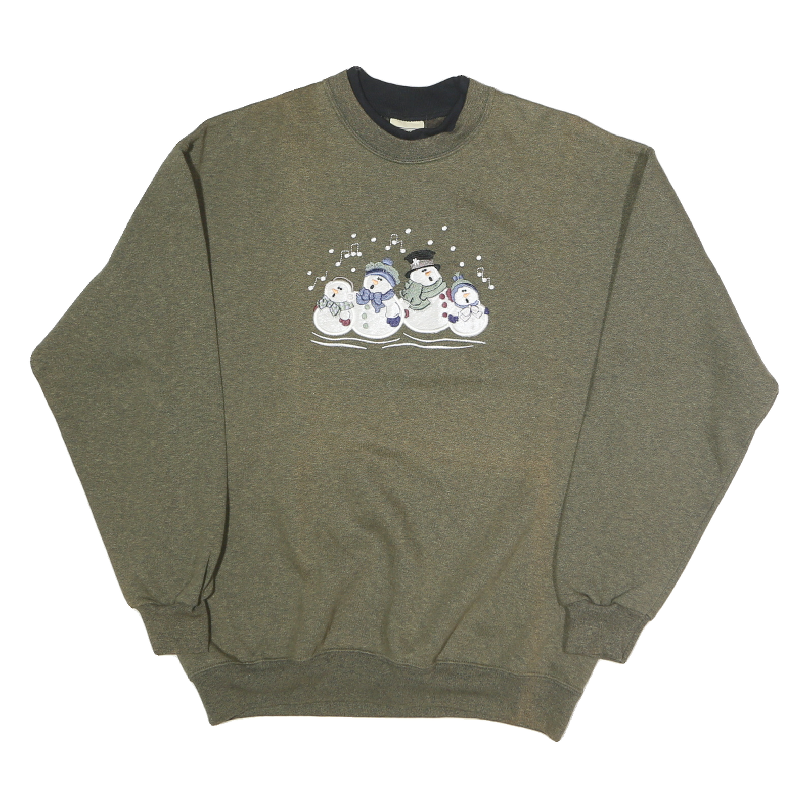 LEE Mens Green Crew Neck M Snowman Graphic Cotton Sweatshirt Pullover Refurbished - N/A refurbished available on Cerqular