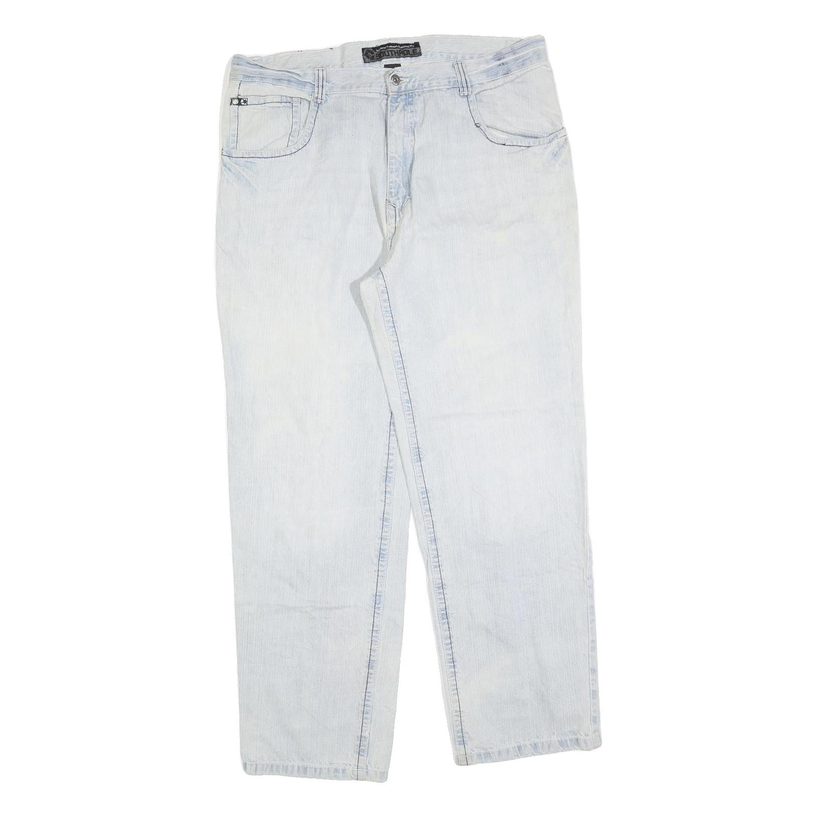 SOUTHPOLE Mens Jeans Blue Regular Straight Denim Light W40 L32 Casual Zip Refurbished - N/A refurbished available on Cerqular
