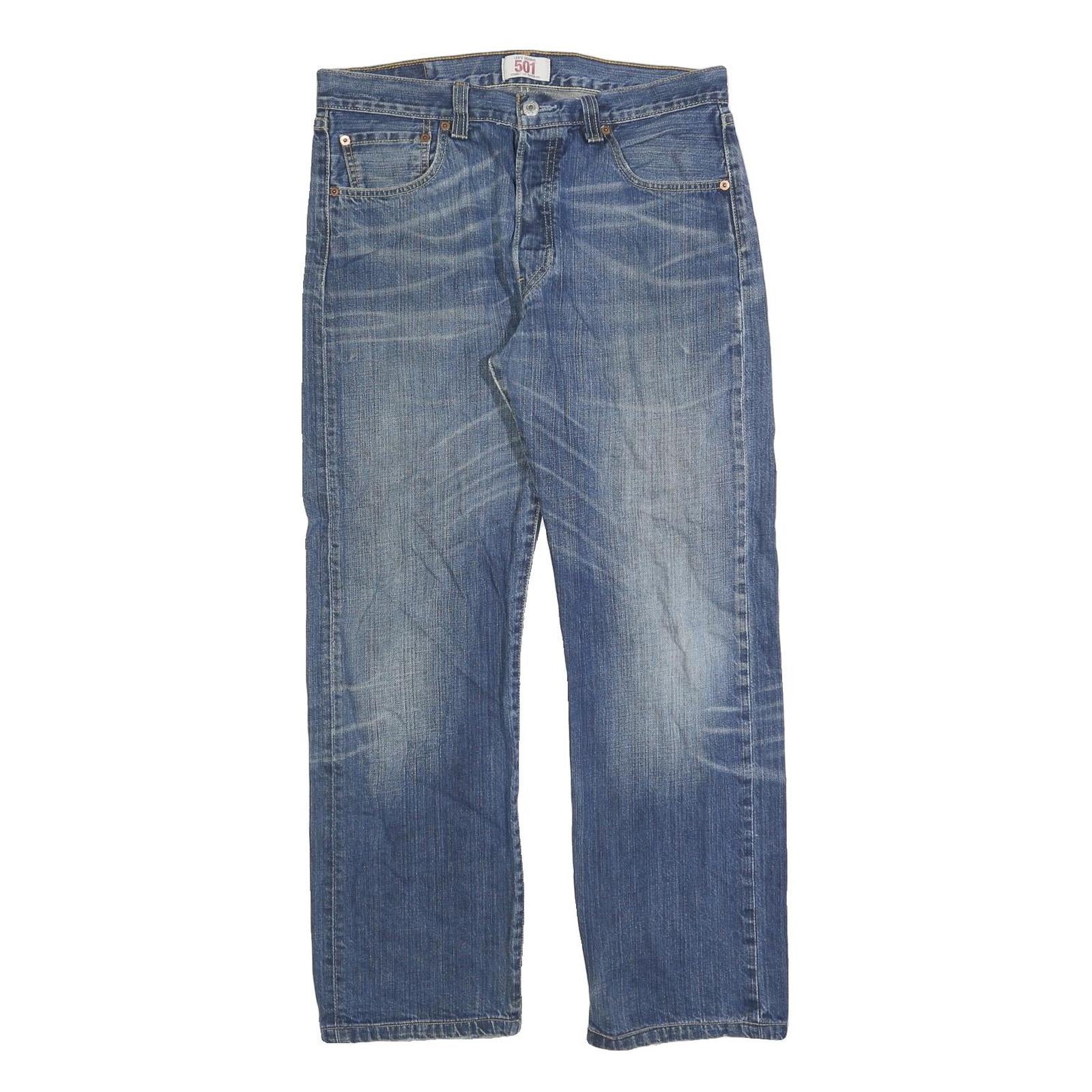 LEVI'S 501 Mens Denim Blue Regular Straight Cotton Blend W33 L28 Classic Button Refurbished - N/A refurbished available on Cerqular