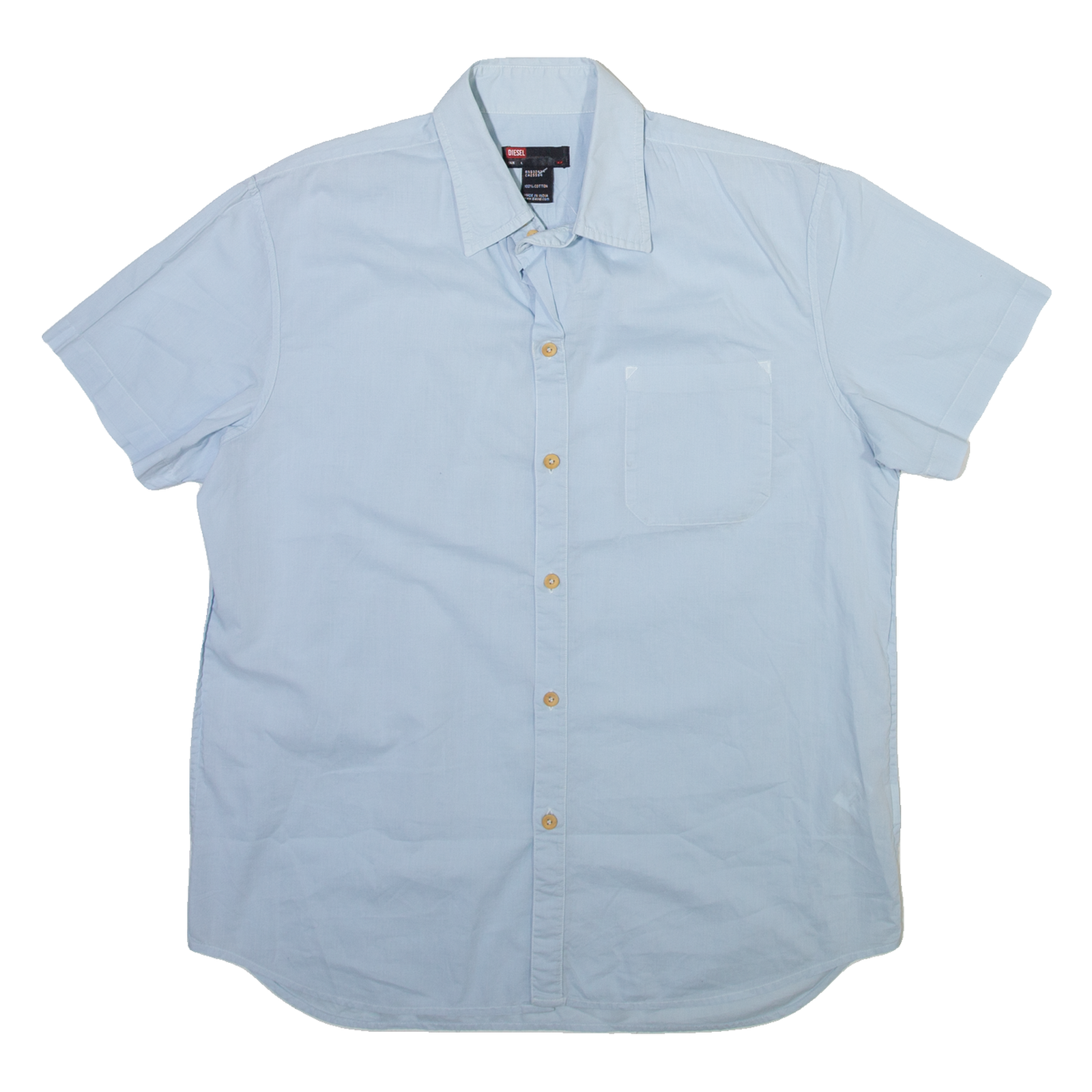 DIESEL Mens Plain Shirt Blue Long Sleeve L Refurbished - N/A refurbished available on Cerqular