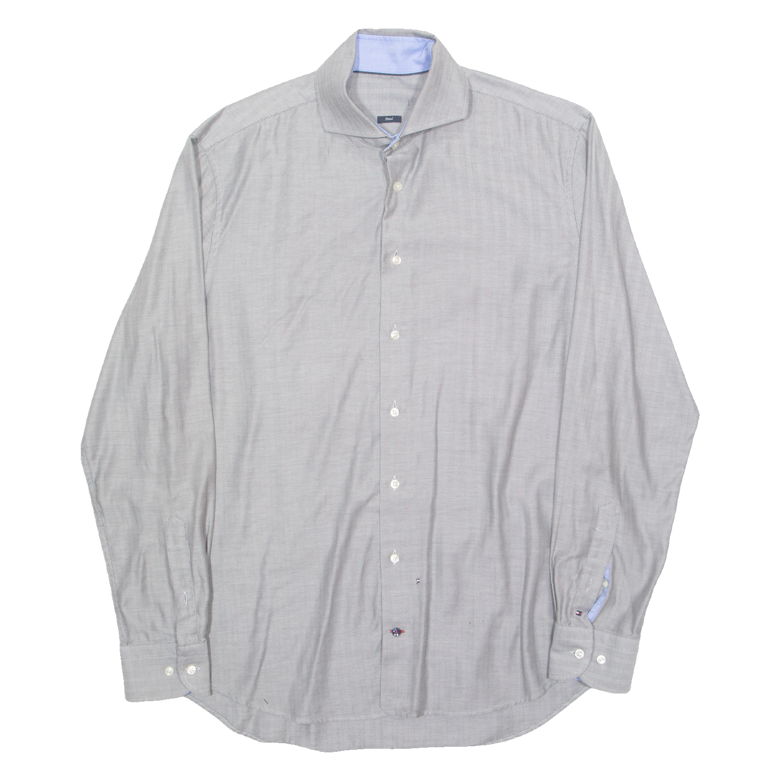 TOMMY HILFIGER Mens Plain Shirt Black Chevron Long Sleeve M Refurbished - N/A refurbished available on Cerqular