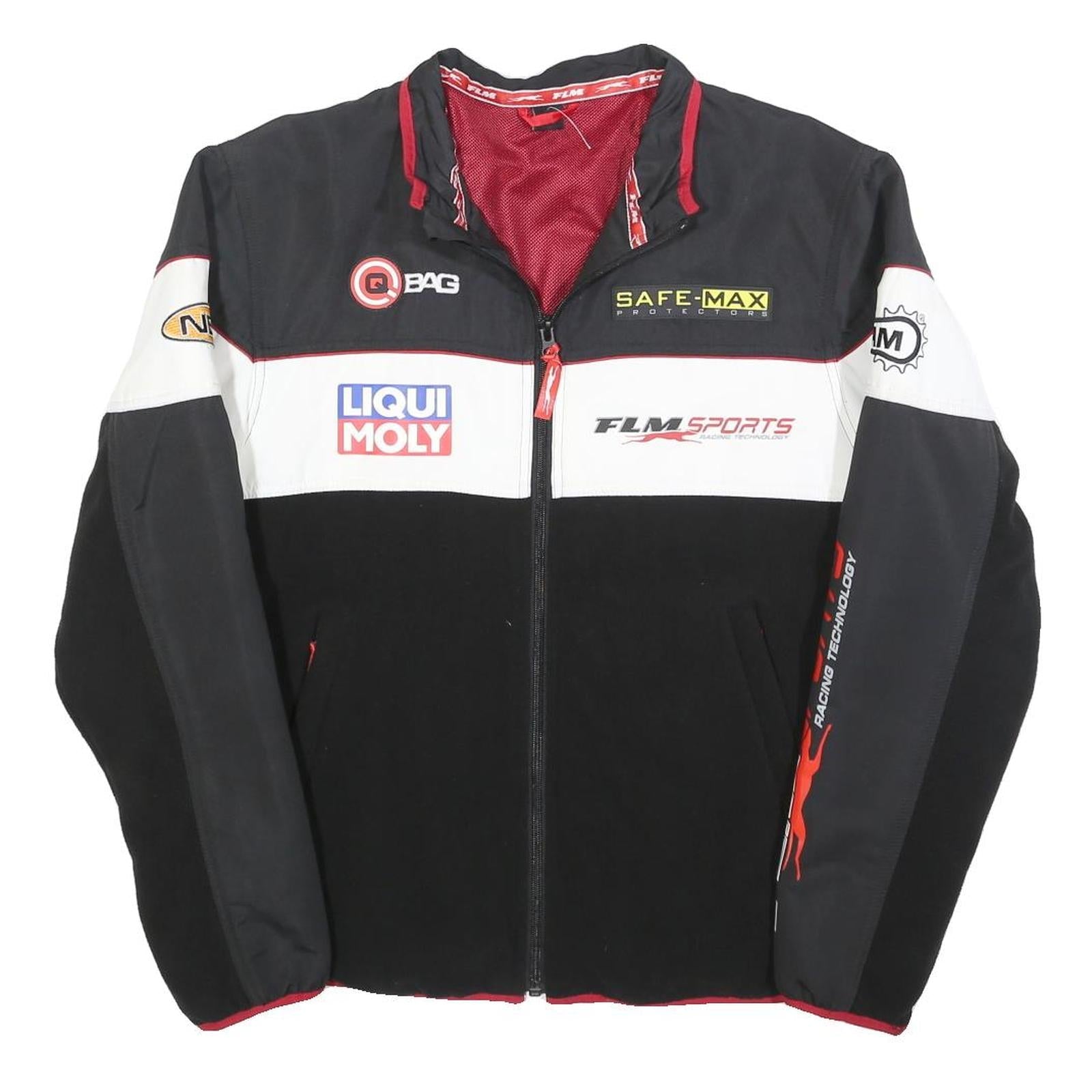 FLM Mens Black White Red Racing Polyester Blend Zip Jacket Sports M Refurbished - N/A refurbished available on Cerqular