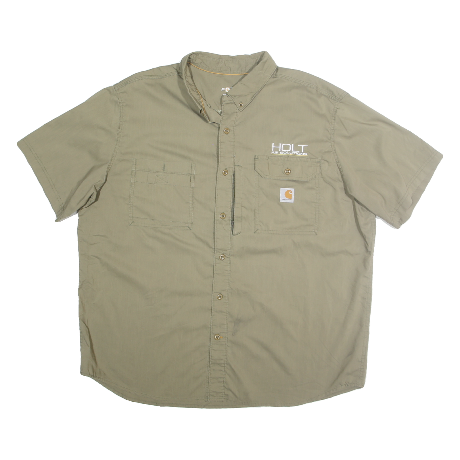 CARHARTT Mens Beige Cotton Blend Short Sleeve Work Shirt 2XL Holt Ag Solutions Refurbished - N/A refurbished available on Cerqular