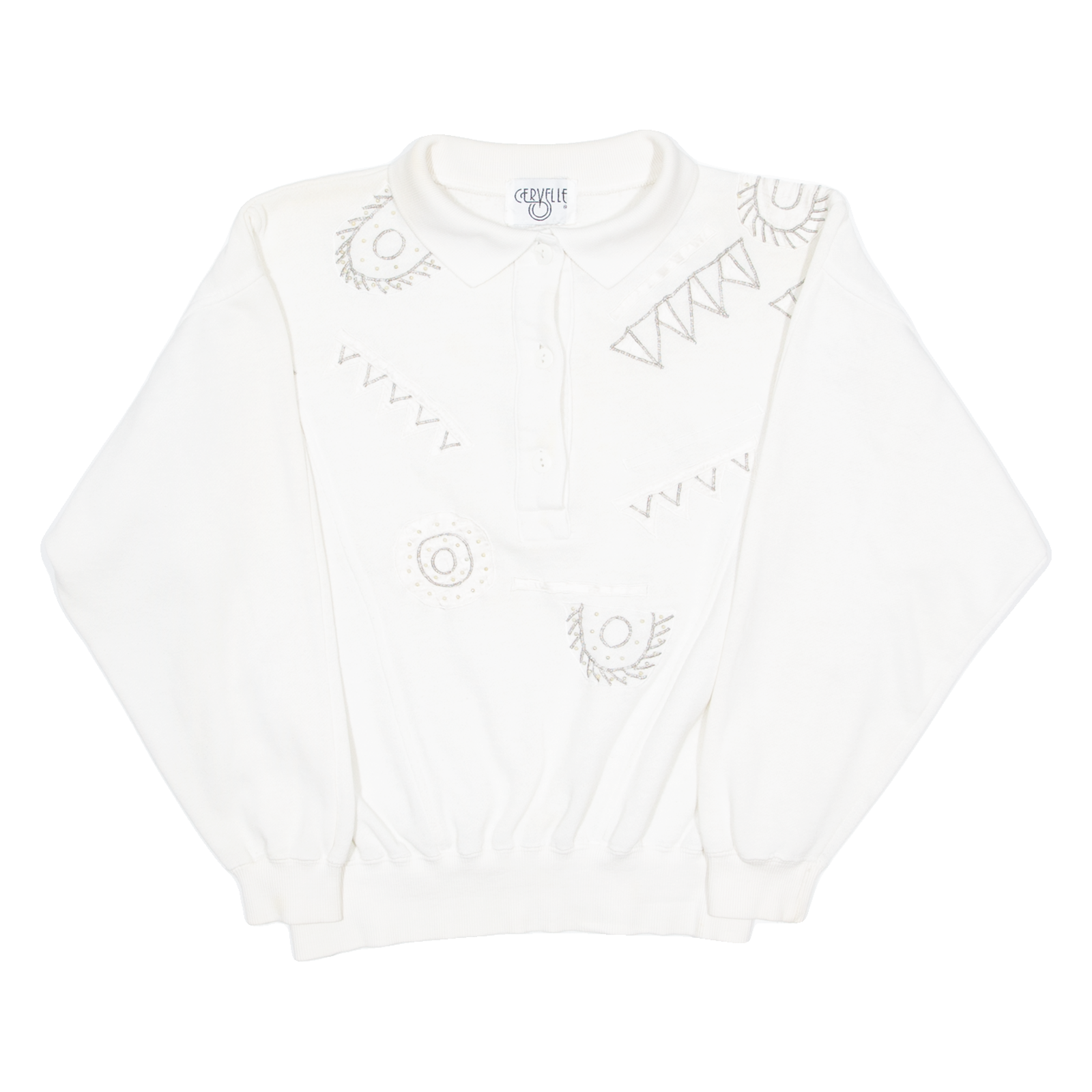 CERVELLE Womens Sweatshirt White Collared 90s S Refurbished - N/A refurbished available on Cerqular