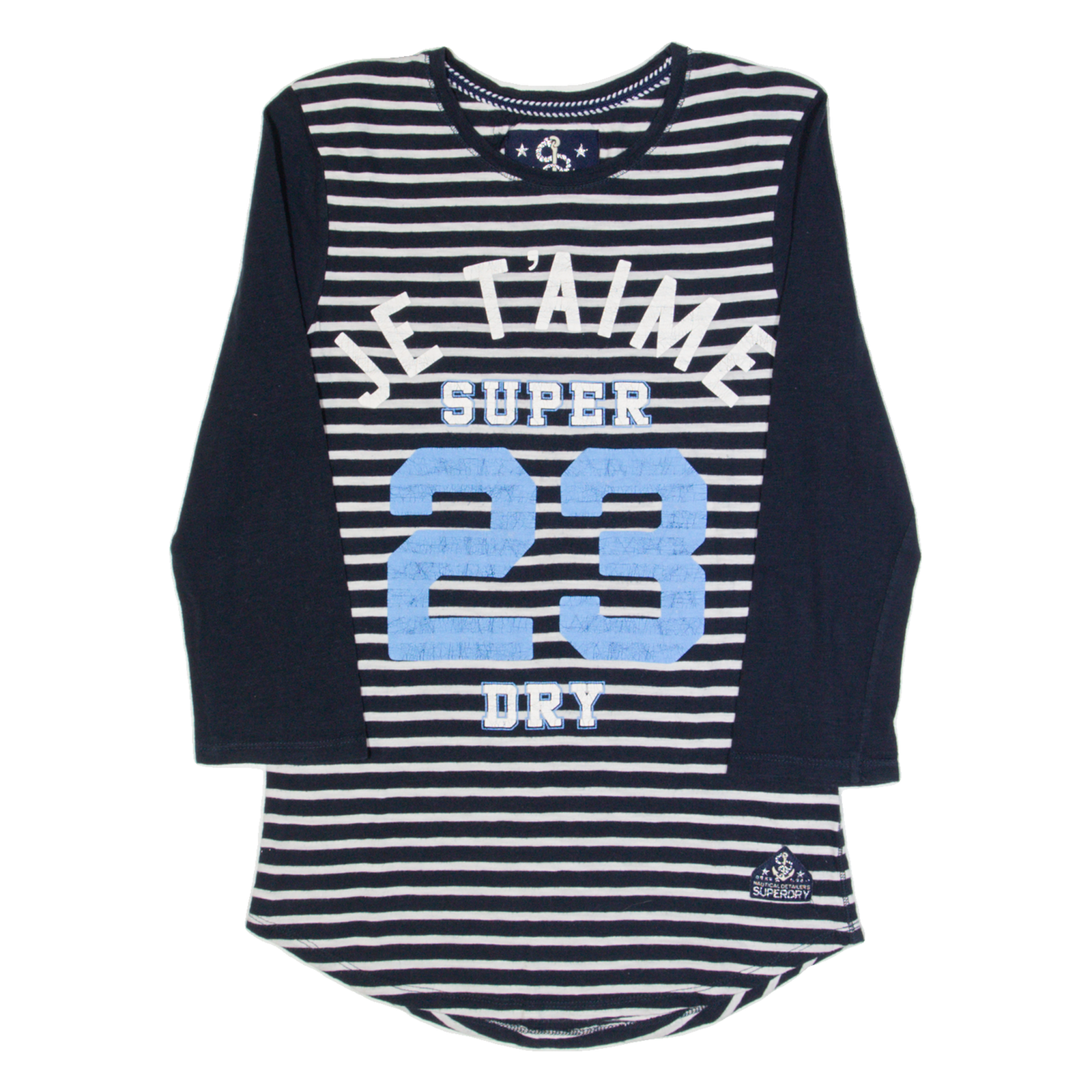 SUPERDRY Striped Womens T-Shirt Blue 3/4 Sleeve XS Refurbished - N/A refurbished available on Cerqular