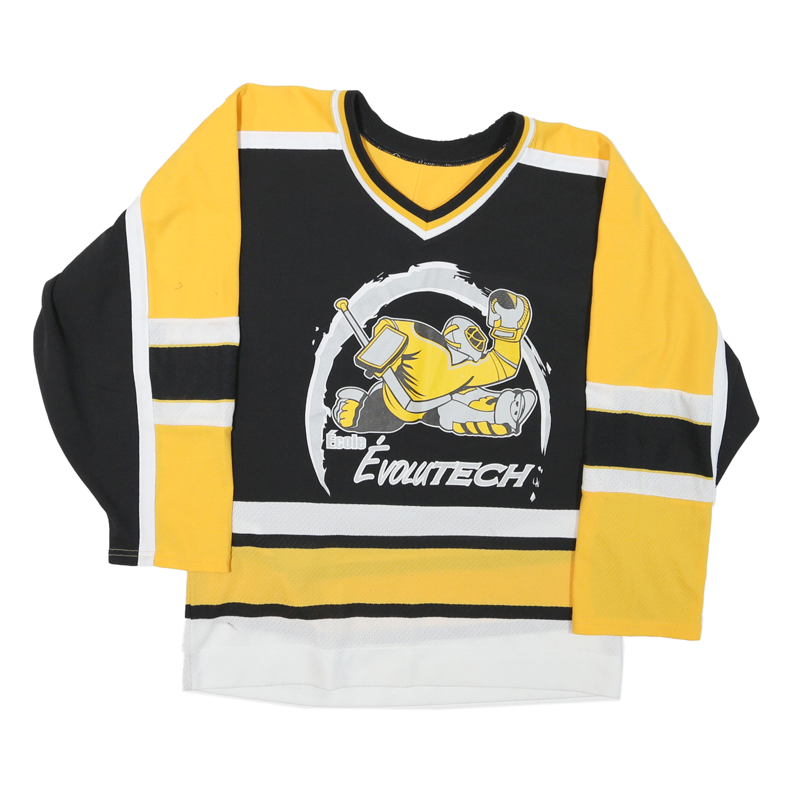 Mens Black & Yellow Graphic Long Sleeve V-Neck Sport T-Shirt Size S Athletic Refurbished - N/A refurbished available on Cerqular