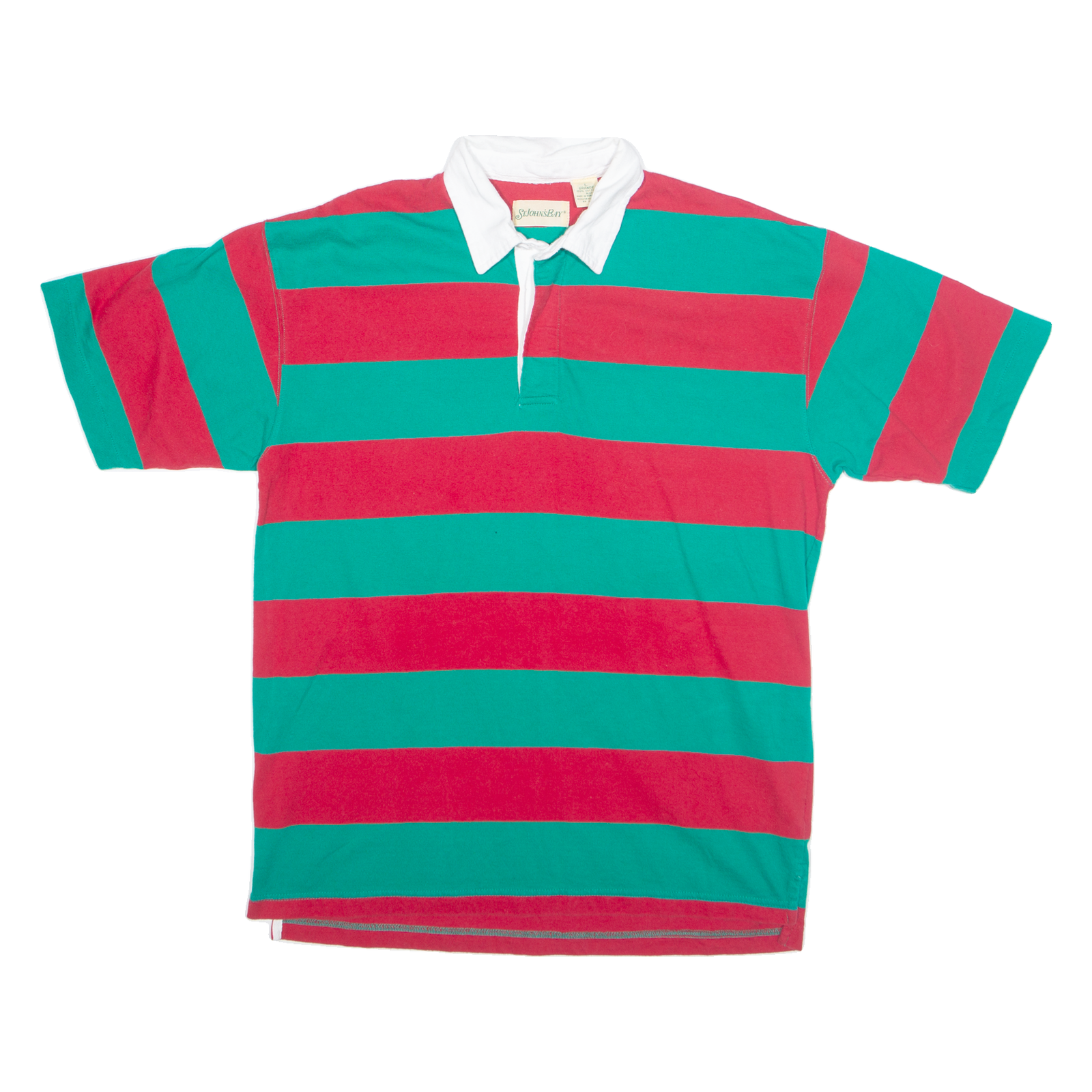 ST JOHNS BAY Mens Polo Shirt Red 90s Colourblock L Refurbished - N/A refurbished available on Cerqular