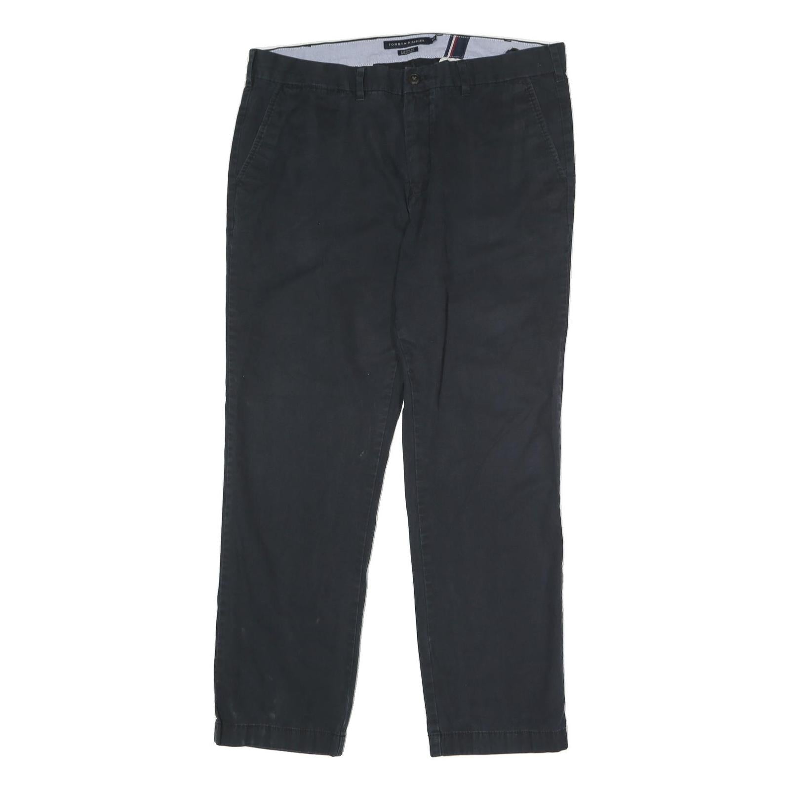 TOMMY HILFIGER Mens Cotton Black Classic Straight Trousers W38 L32 Relaxed Zip Refurbished - N/A refurbished available on Cerqular