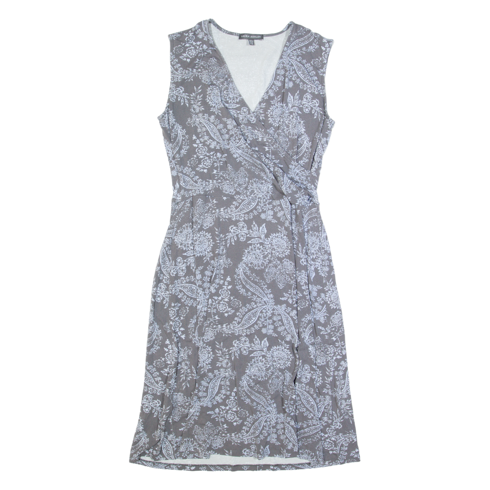 LAURA ASHLEY Womens A-Line Dress Grey Floral Sleeveless Knee Length UK 10 Refurbished - N/A refurbished available on Cerqular