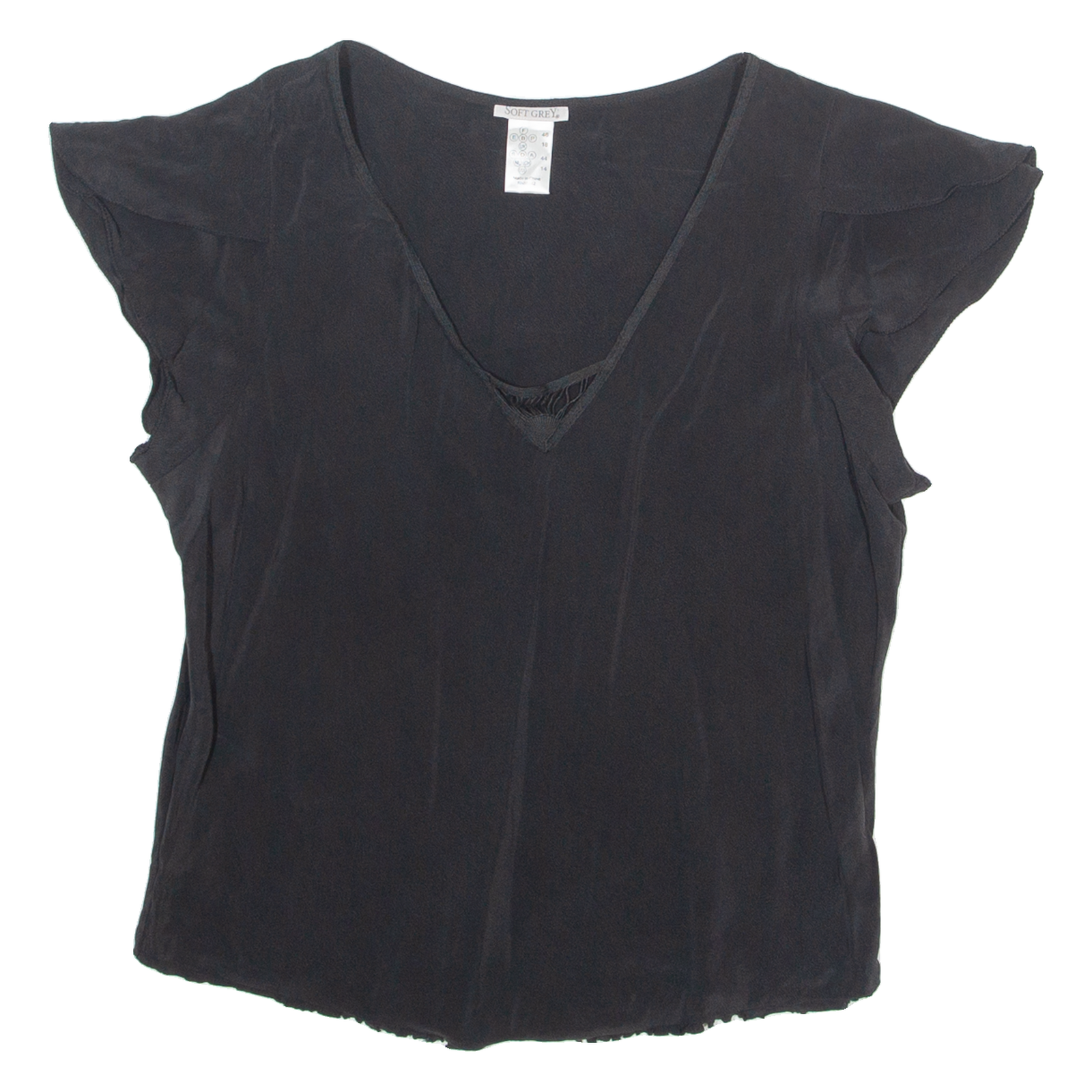 SOFT GREY Womens Top Black V-Neck UK 18 Refurbished - N/A refurbished available on Cerqular