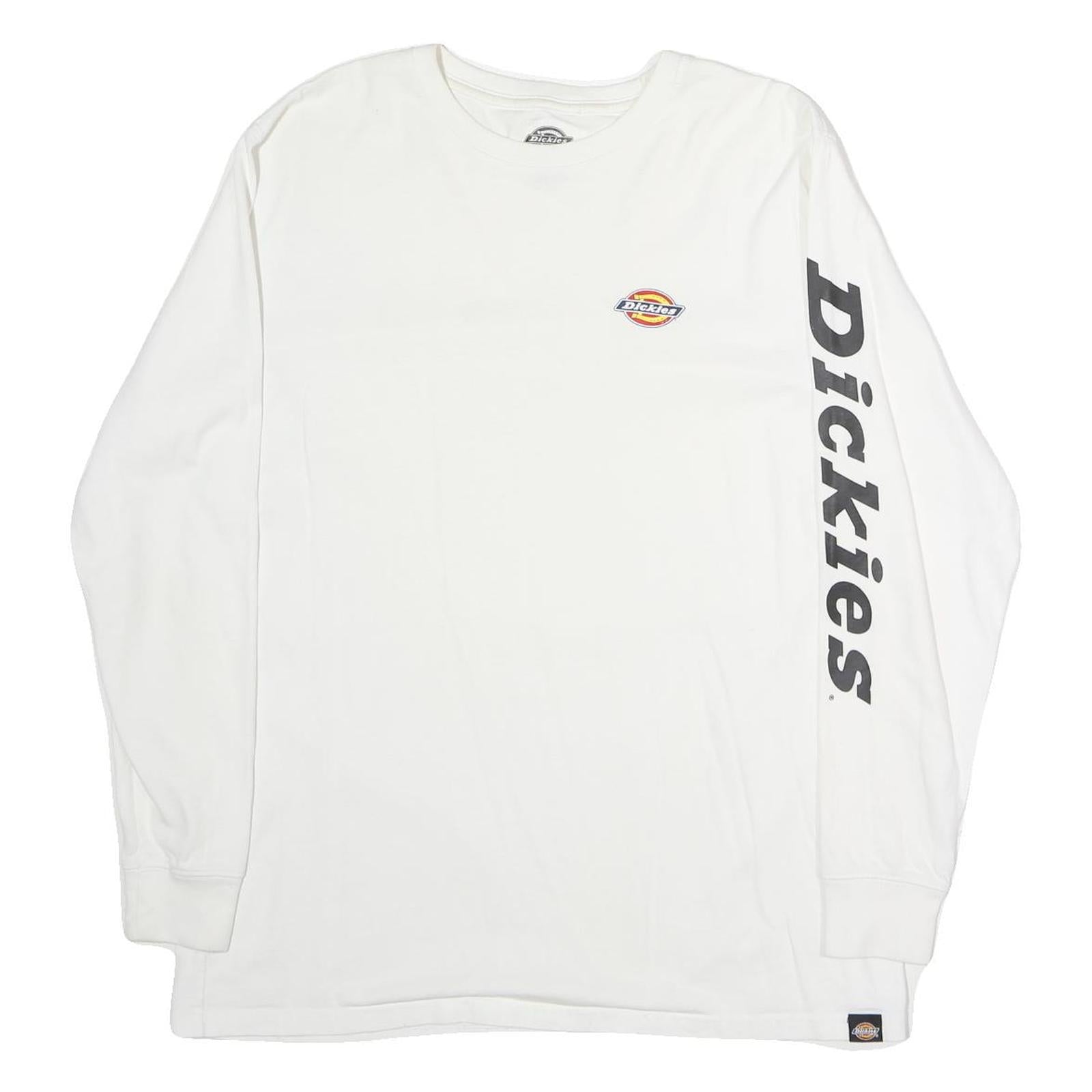 DICKIES Mens White Long Sleeve Crew Neck Logo Printed T-Shirt L Refurbished - N/A refurbished available on Cerqular