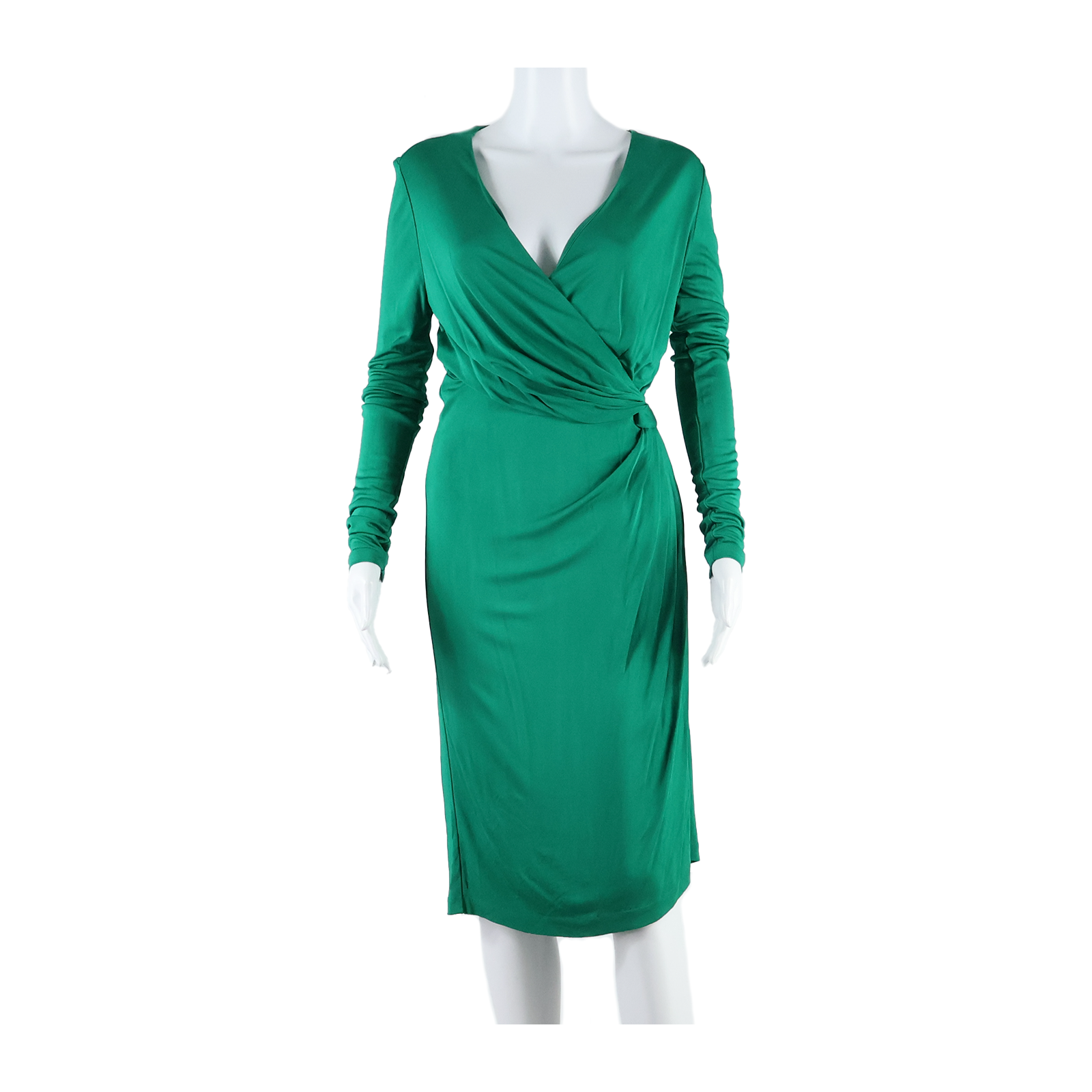 ISSA Lined Womens Wrap Dress Green Long Sleeve Long UK 10 Refurbished - N/A refurbished available on Cerqular