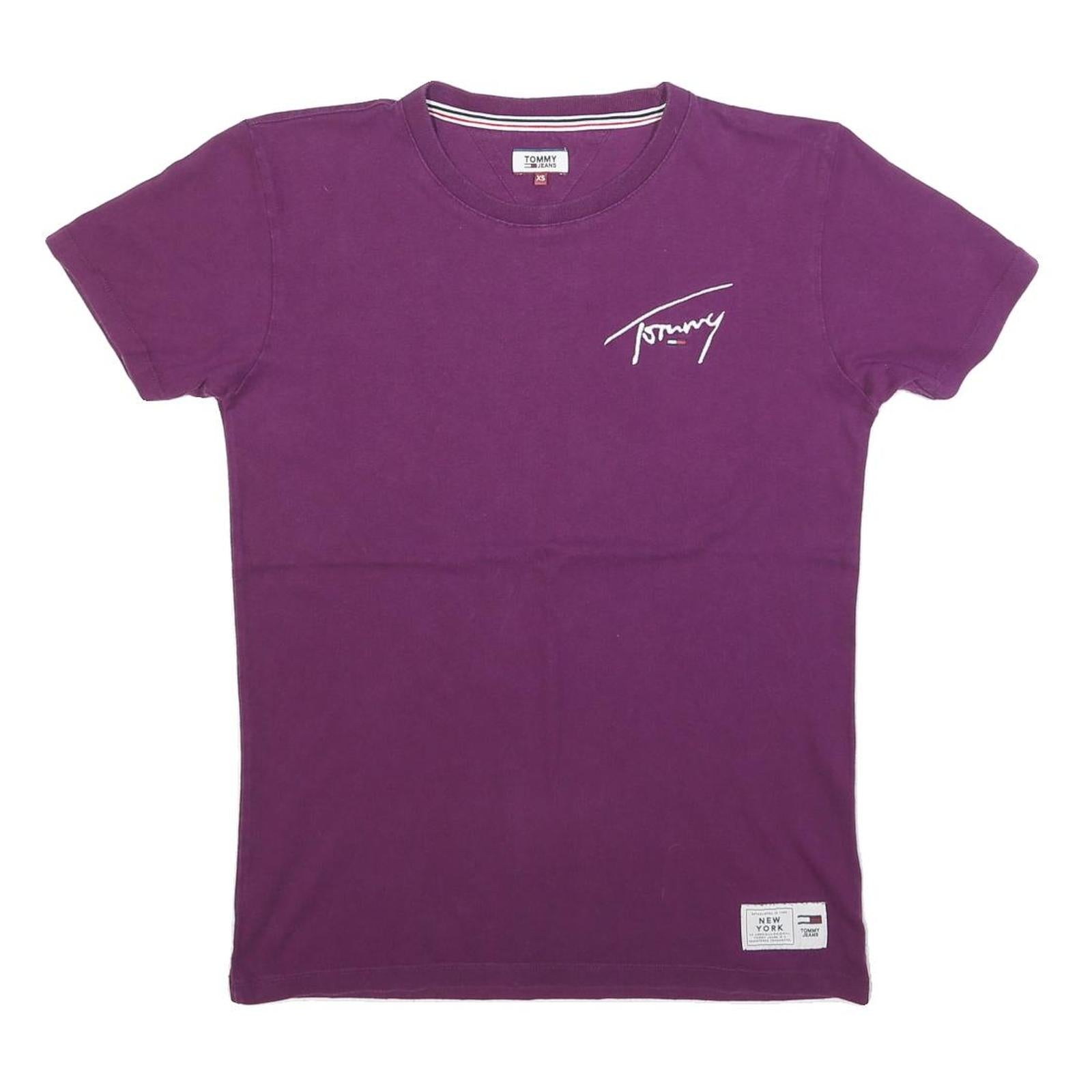 TOMMY JEANS Mens Purple Graphic T-Shirt XS Short Sleeve Crew Neck Signature Logo Refurbished - N/A refurbished available on Cerqular