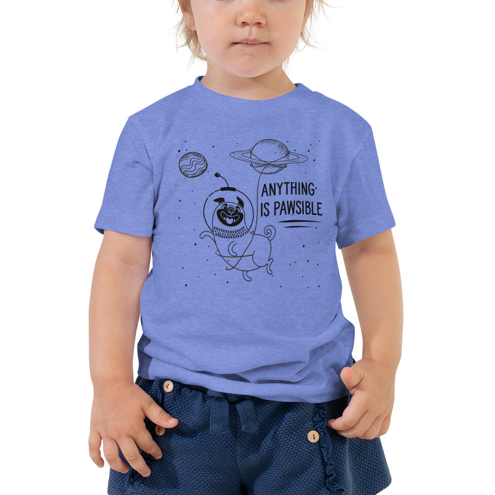 Anything is Pawsible Astro Toddler Short Sleeve Tee | Color: Heather Columbia Blue | Size: 2T Refurbished - Buddy Brands refurbished available on Cerqular