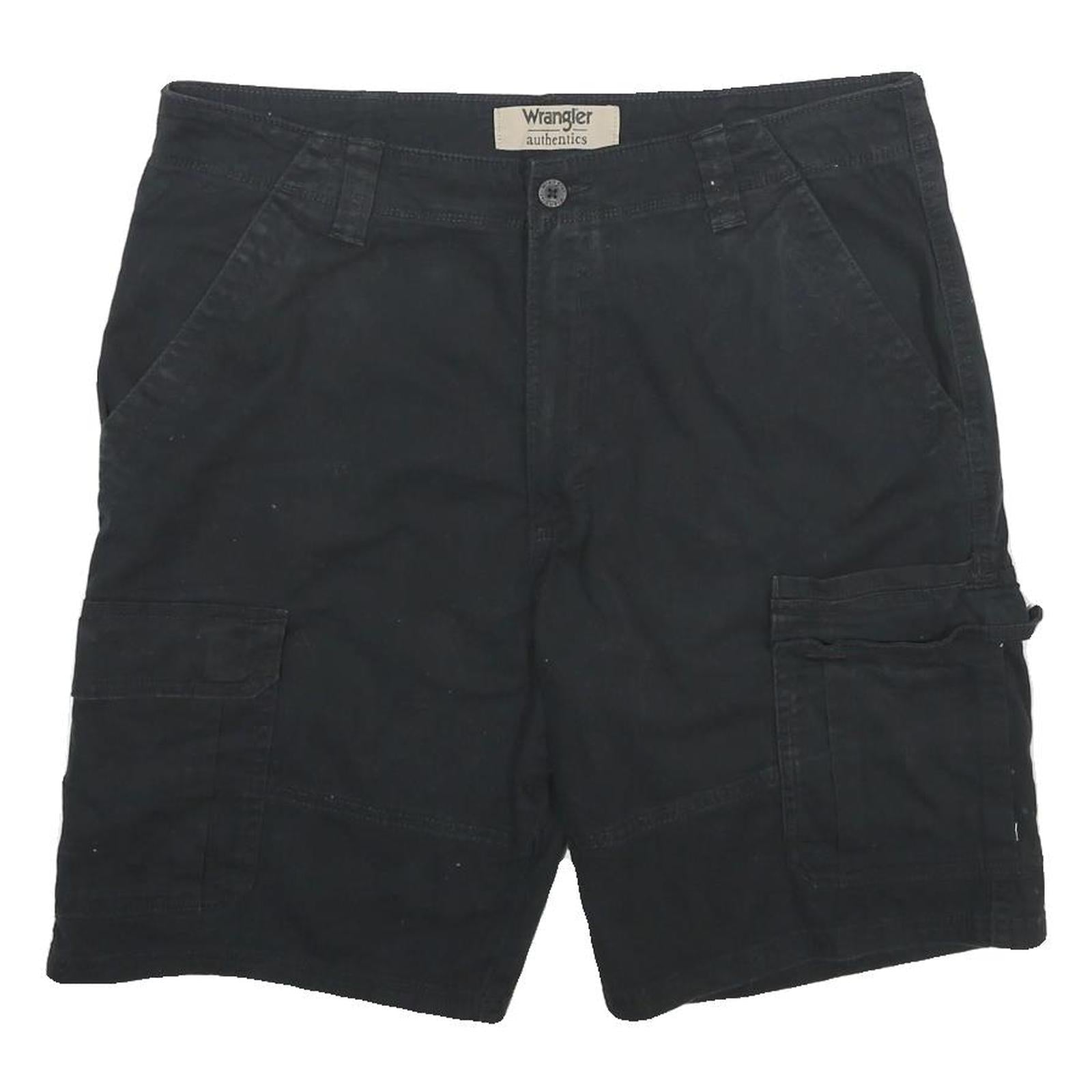WRANGLER Mens Black Cotton Cargo Shorts L W36 Pocketed Casual Workwear Refurbished - N/A refurbished available on Cerqular