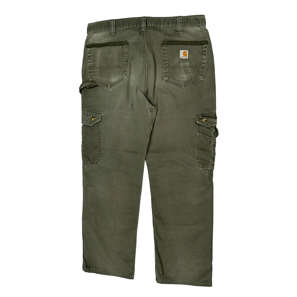 Carhartt Cargo Trousers - 36W 32L Green Cotton Refurbished - Thrifted (note: this is a term often used to describe second- refurbished available on Cerqular