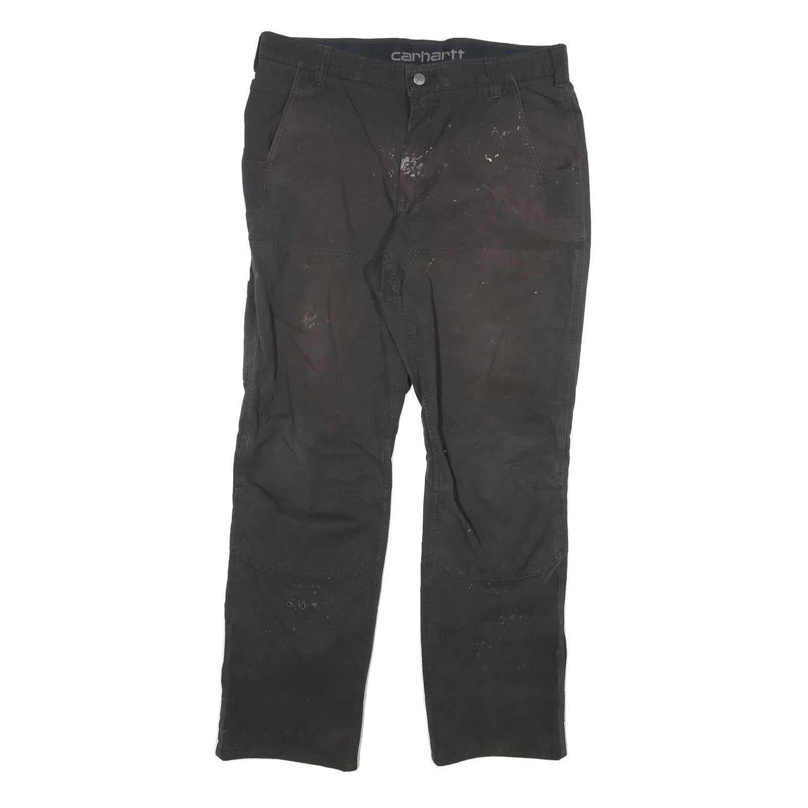 CARHARTT Mens Cotton Blend Black Regular Straight Trousers W36 L32 Workwear Refurbished - N/A refurbished available on Cerqular