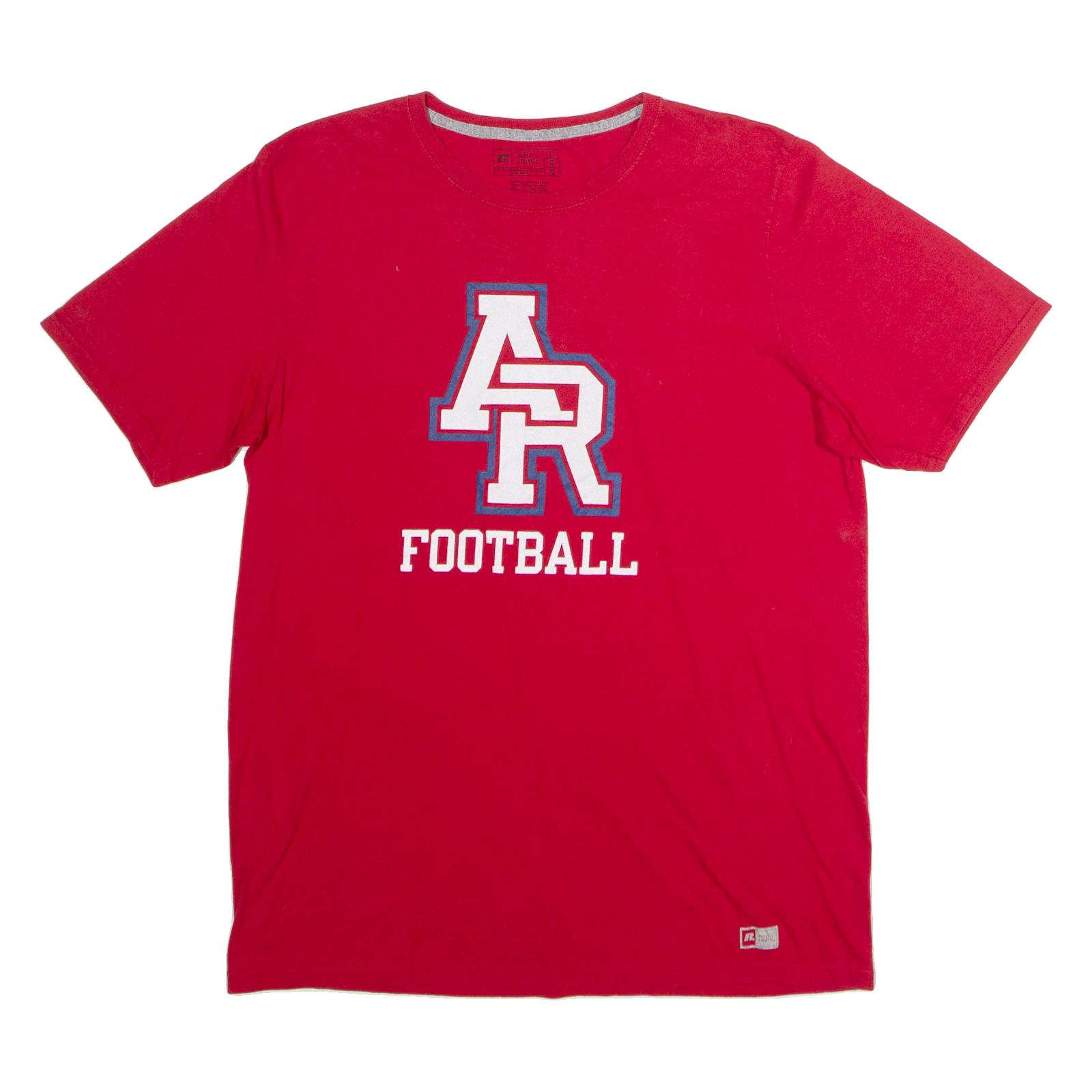 RUSSELL ATHLETIC AR Football Mens T-Shirt Red USA Crew Neck L Refurbished - N/A refurbished available on Cerqular