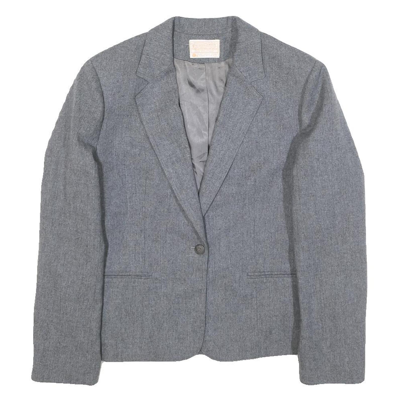 PENDLETON Womens Grey Wool Tailored Jacket S Woven Button Single Breasted Refurbished - N/A refurbished available on Cerqular