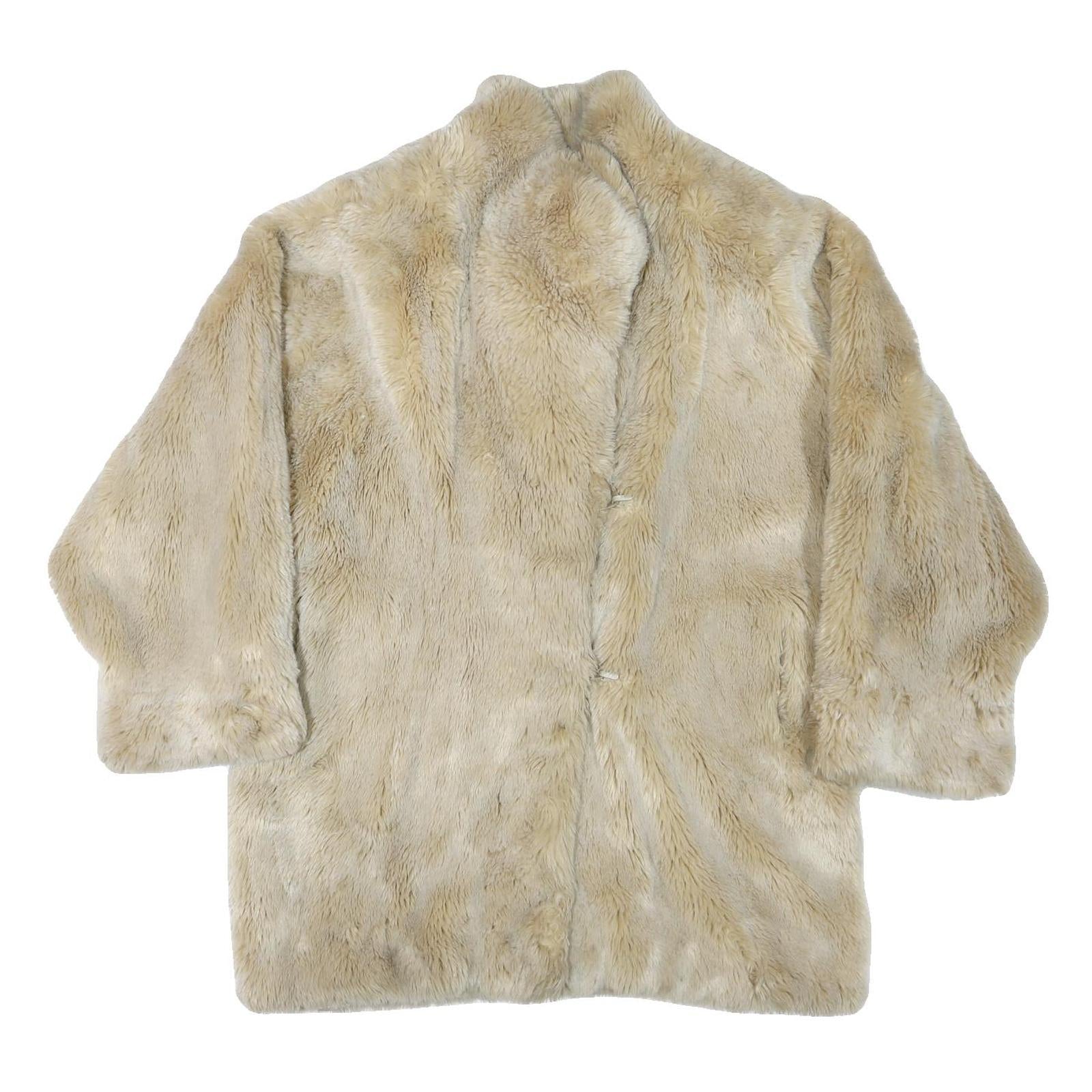 Womens Beige Faux Fur Button Jacket XL Polyester Blend Plush Soft Warm Refurbished - N/A refurbished available on Cerqular