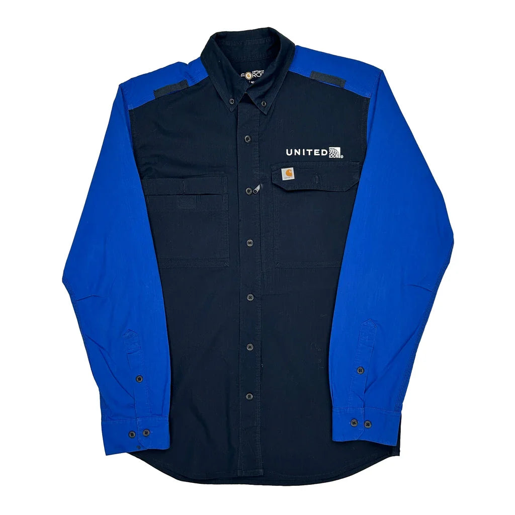 United Carhartt Contrast Stitch Shirt - Small Blue Cotton Refurbished - Thrifted (note: this is a term often used to describe second- refurbished available on Cerqular
