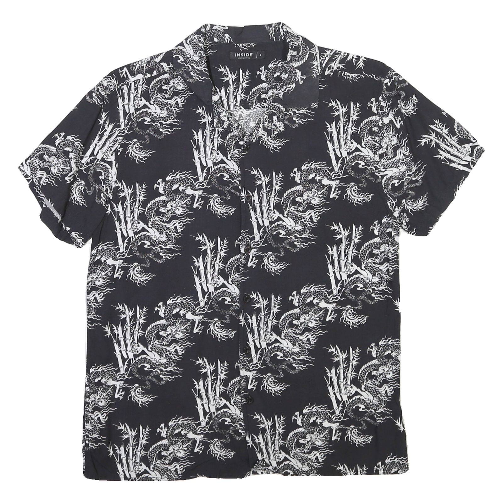 INSIDE Mens Black & White Patterned Shirt S Short Sleeve Lightweight Casual Refurbished - N/A refurbished available on Cerqular