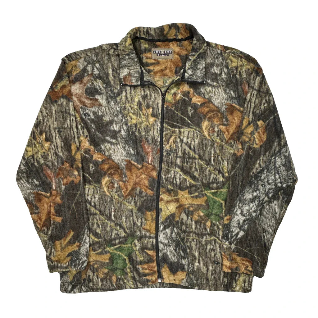 Jerzees Camo Fleece Jacket - 2XL Camo Polyester Refurbished - Thrifted (note: this is a term often used to describe second- refurbished available on Cerqular