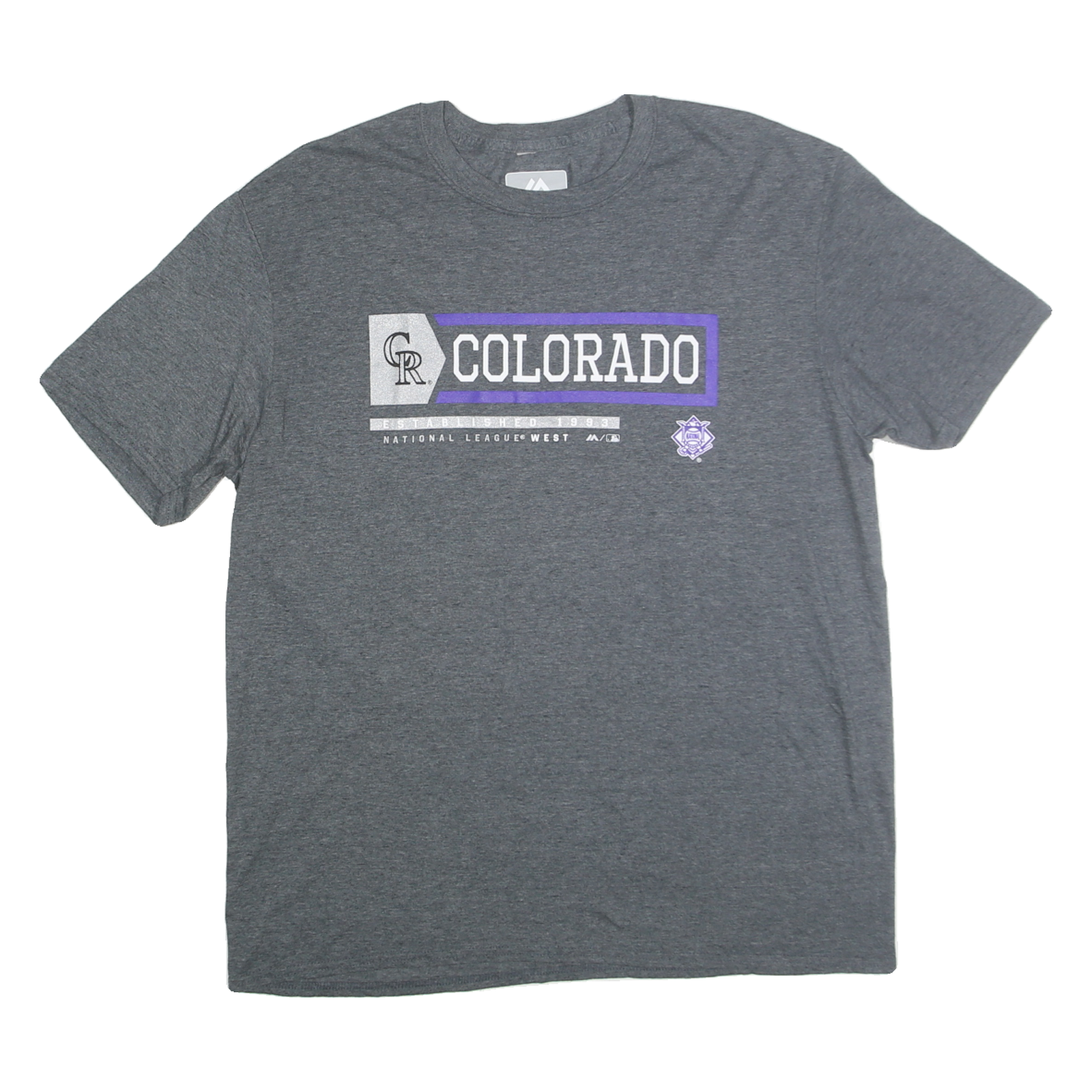 MAJESTIC Mens Grey Colorado Graphic T-Shirt L Short Sleeve Crew Neck Cotton Refurbished - N/A refurbished available on Cerqular