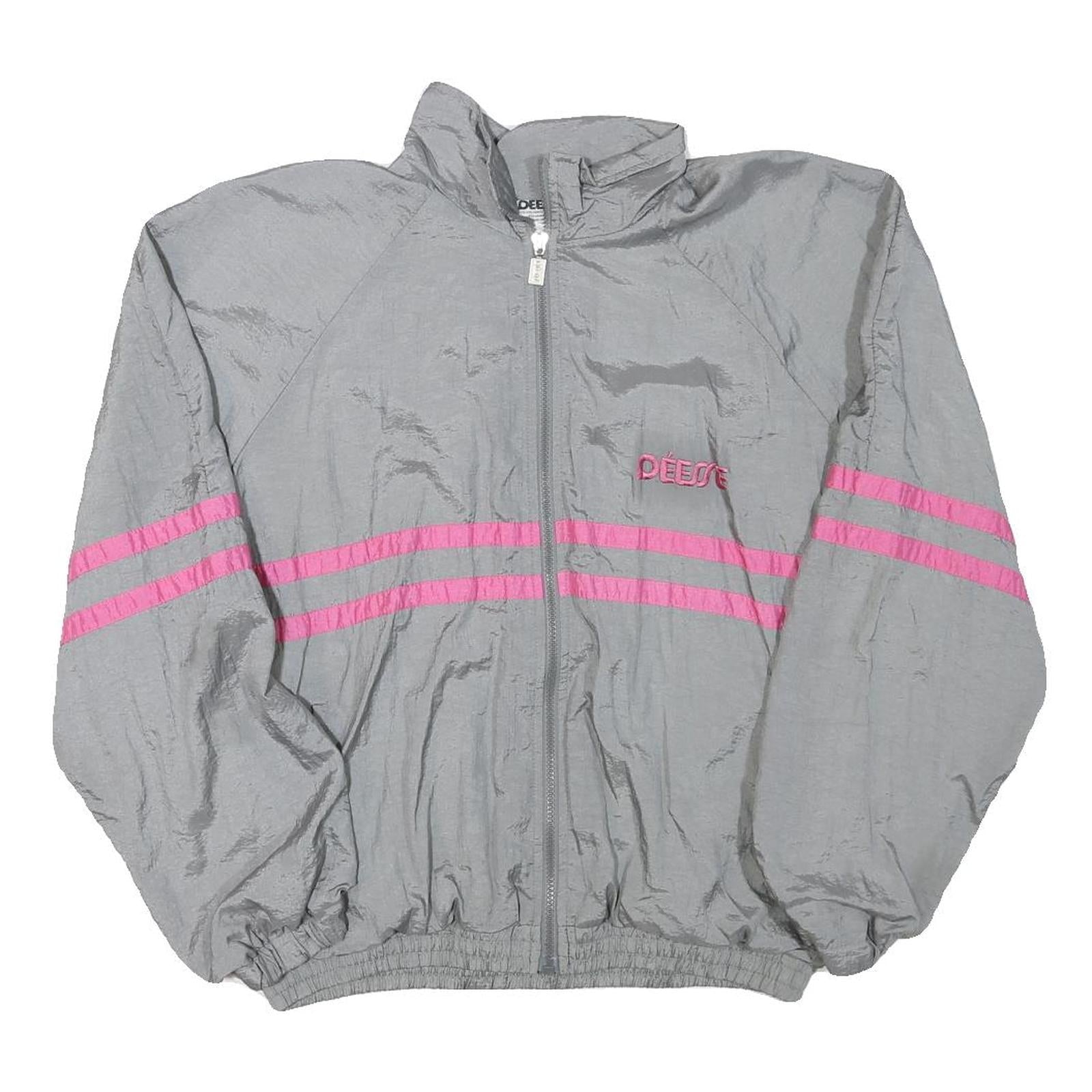 DESSE Mens Grey & Pink Zip Jacket M Polyester Blend Sports Retro Casual Style Refurbished - N/A refurbished available on Cerqular