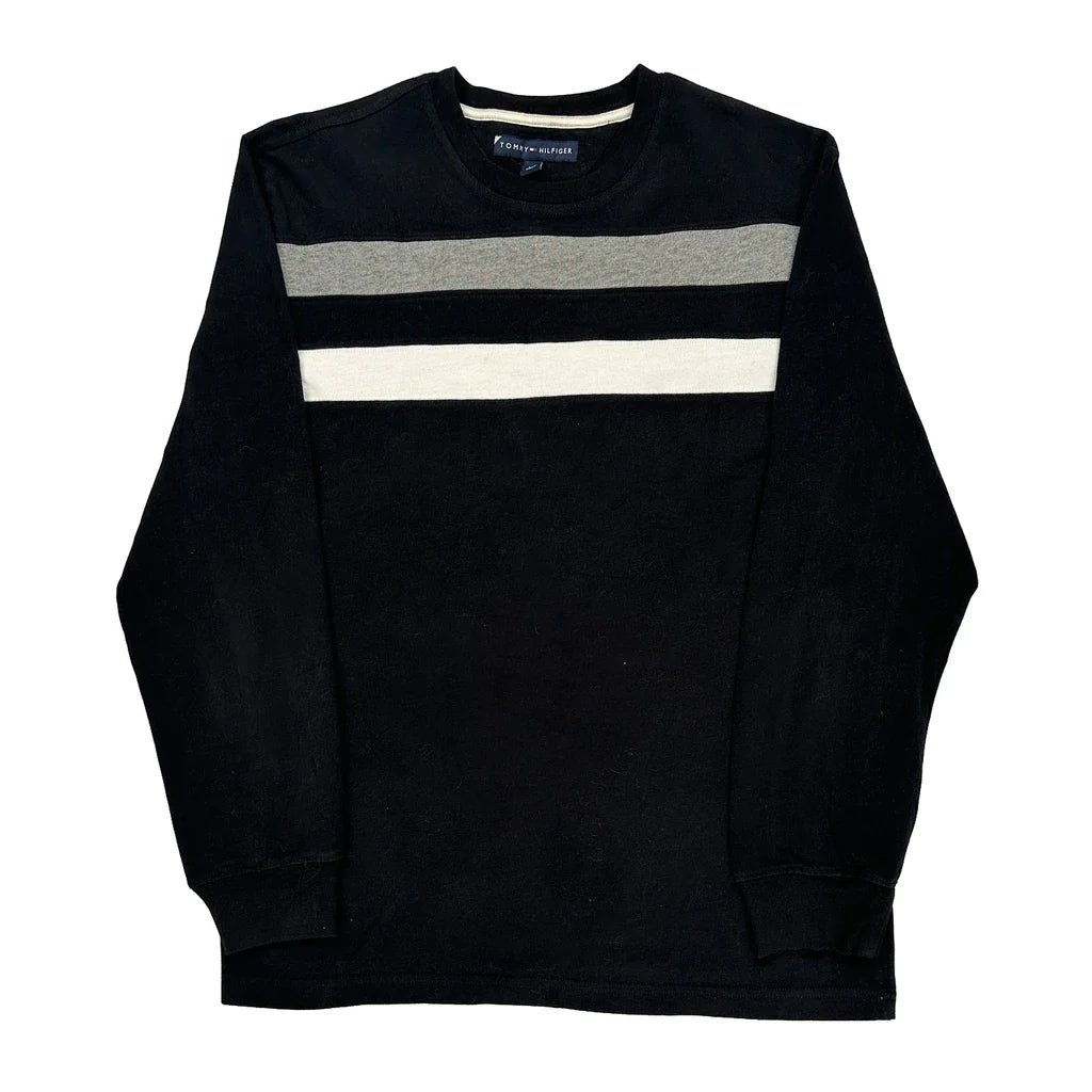 Buy Tommy Hilfiger Striped Long Sleeve T-Shirt - Large Grey Cotton Refurbished - $46.89 Tommy Hilfiger Striped Long Sleeve T-Shirt - Large Grey Cotton Refurbished - Thrifted (note: this is a term often used to describe second- refurbished available on Cerqular