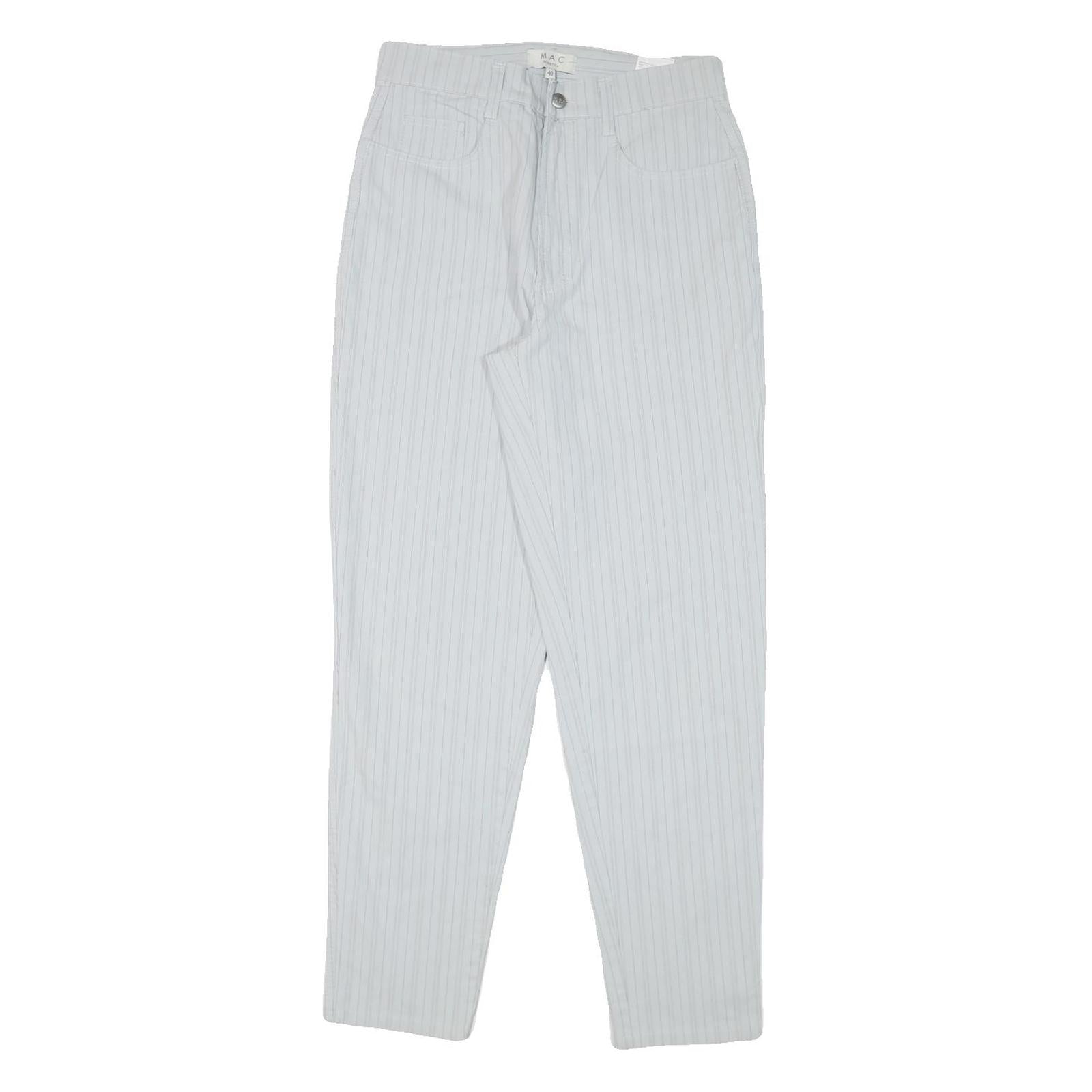 MAC Womens Cotton Blend White Pinstripe Relaxed Straight Trousers W28 L30 Refurbished - N/A refurbished available on Cerqular