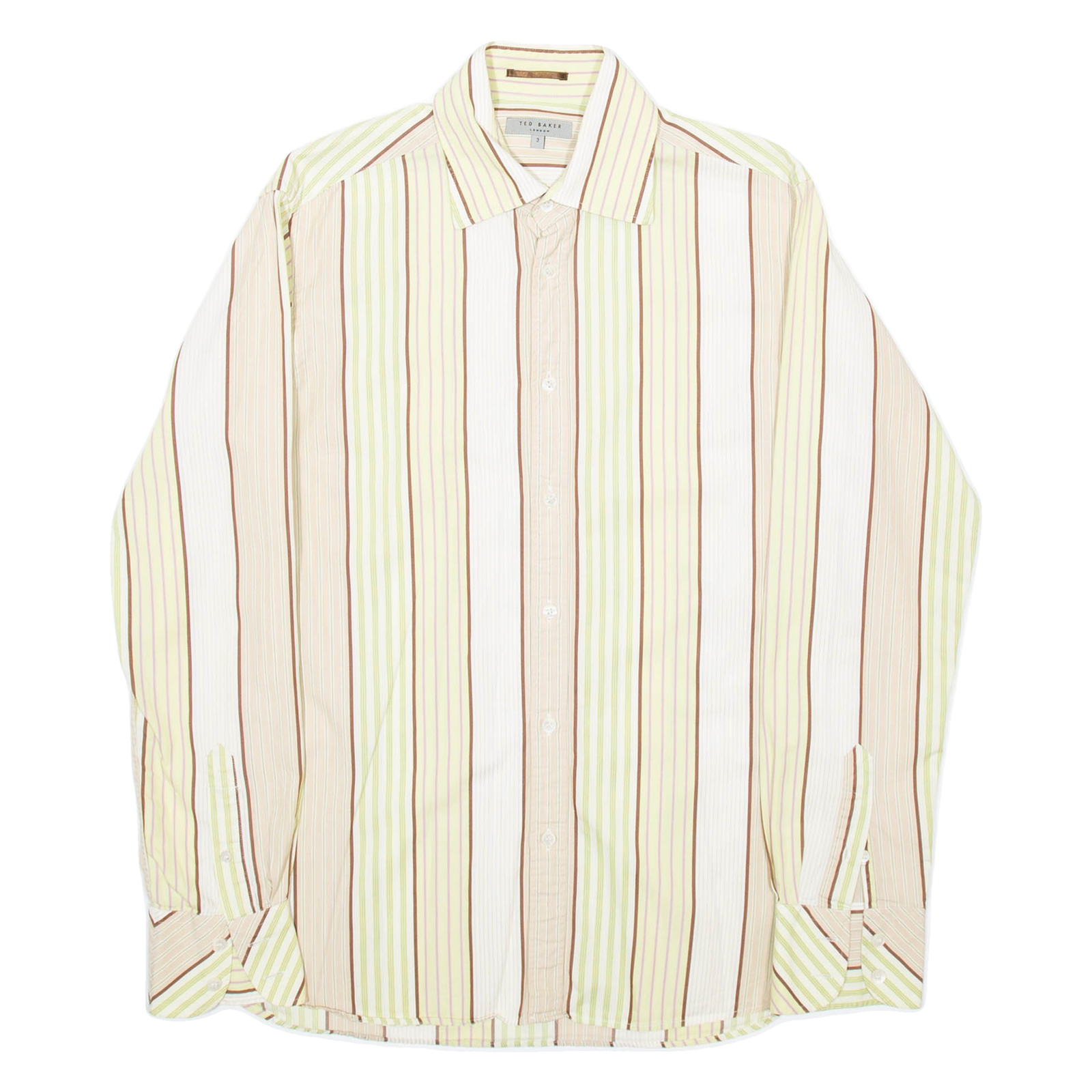 TED BAKER Mens Shirt Yellow Striped Long Sleeve L Refurbished - N/A refurbished available on Cerqular
