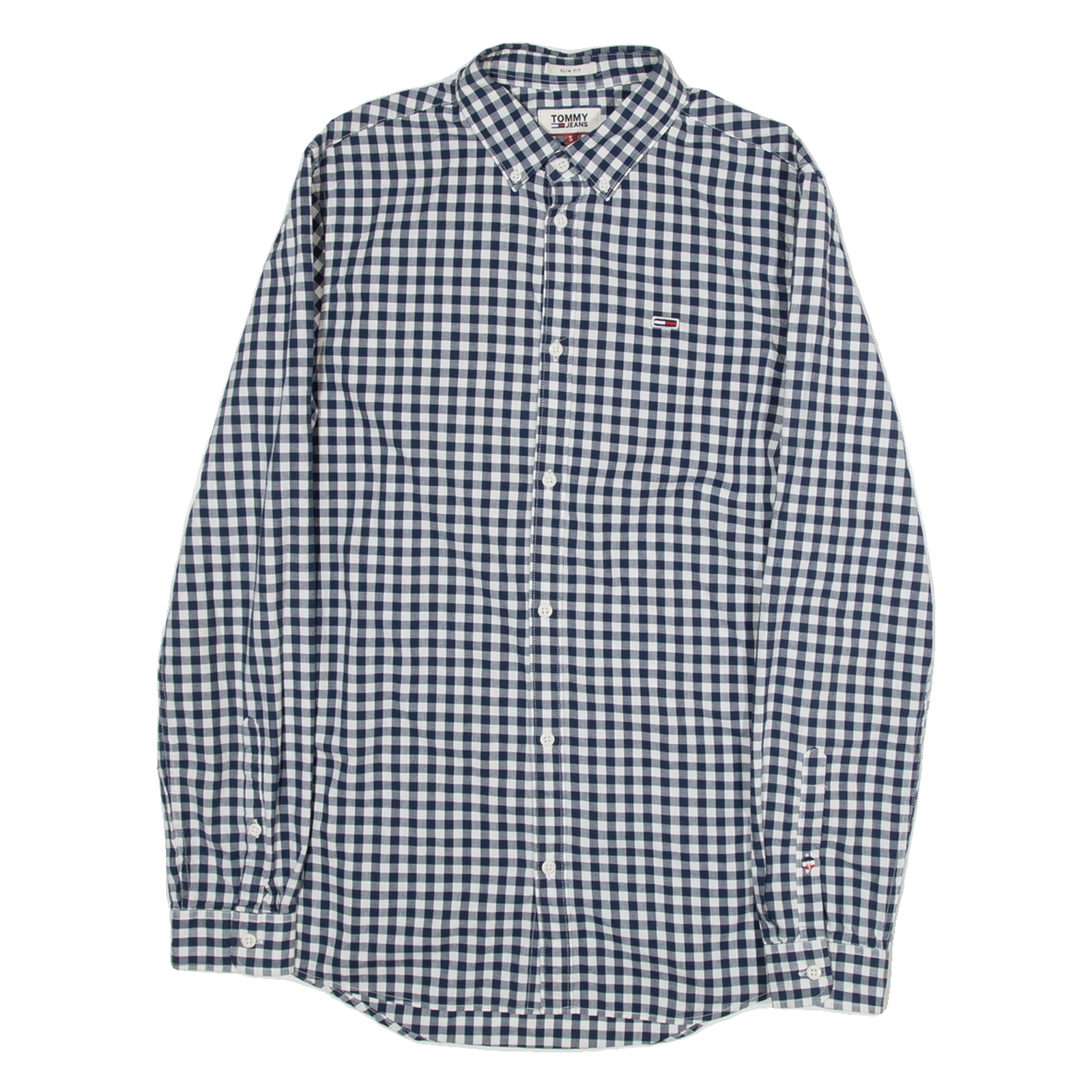 TOMMY JEANS Slim Fit Mens Shirt Grey Gingham Long Sleeve S Refurbished - N/A refurbished available on Cerqular