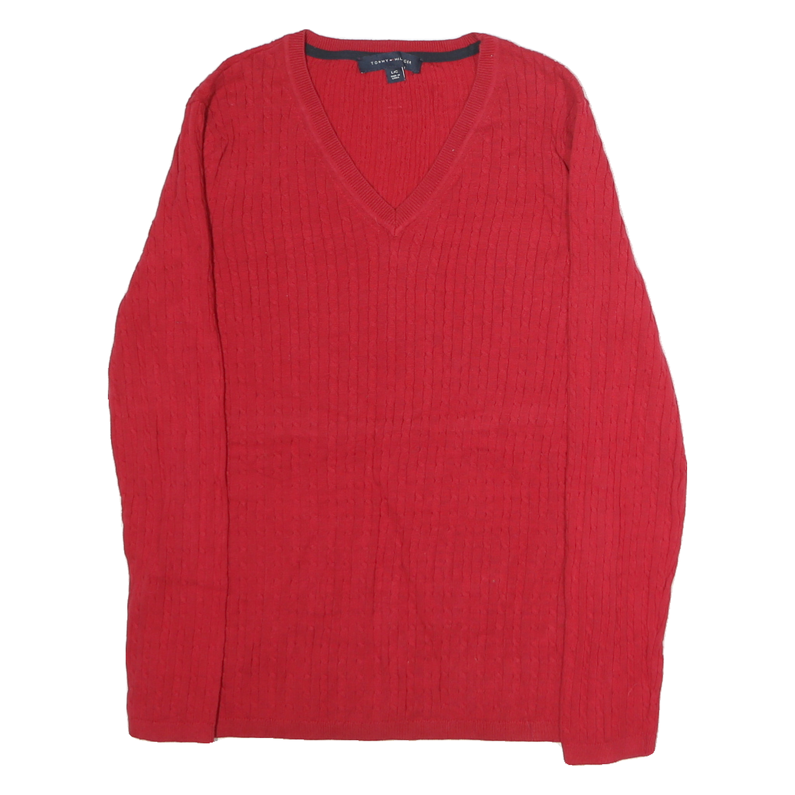 Buy TOMMY HILFIGER Womens Red Patterned Cotton Jumper V-Neck Basic Knit L Classic Refurbished - $36.39 TOMMY HILFIGER Womens Red Patterned Cotton Jumper V-Neck Basic Knit L Classic Refurbished - N/A refurbished available on Cerqular