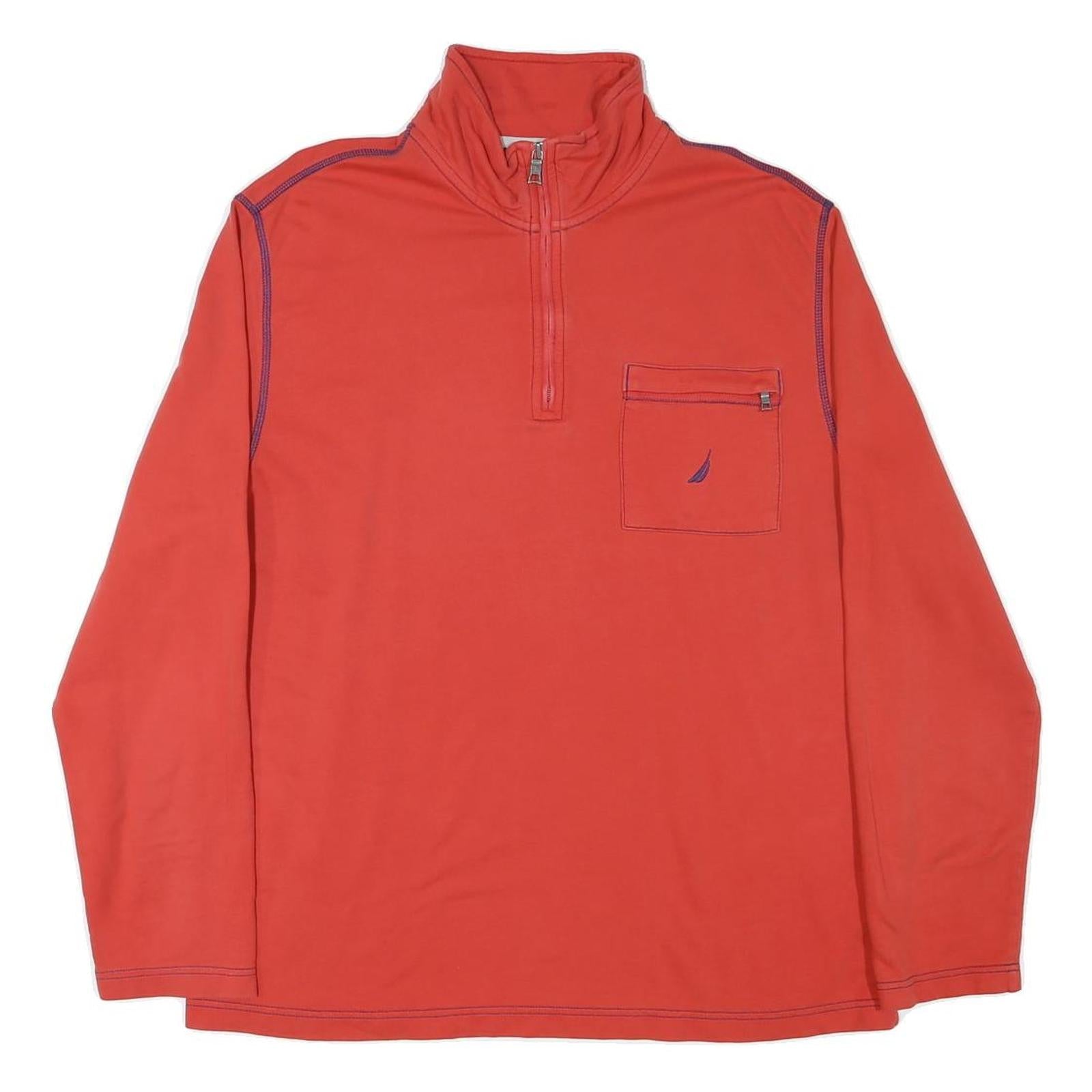 NAUTICA Mens Red Long Sleeve Crew Neck Cotton Blend T-Shirt L Pocket Refurbished - N/A refurbished available on Cerqular