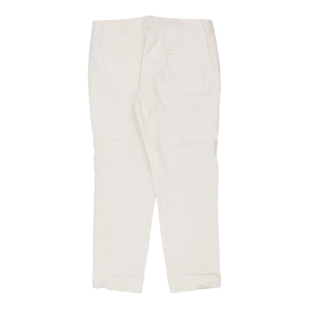 Marella Trousers - 32W UK 12 White Cotton Refurbished - Thrifted (note: this is a term often used to describe second- refurbished available on Cerqular